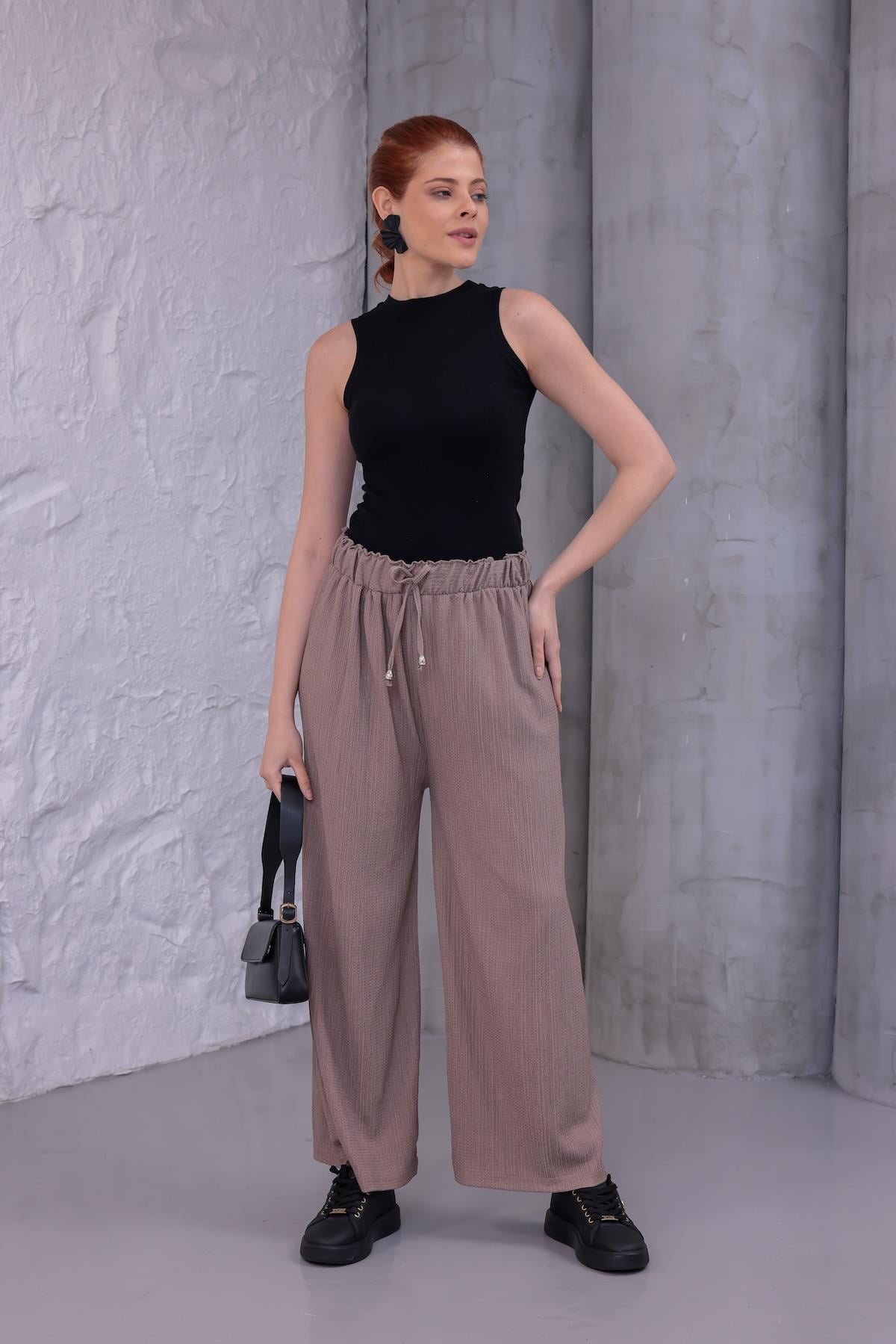 MLT-Pant-03 - Kadın Bol Paça Yazlık Plaj Model Pantolon -westbound