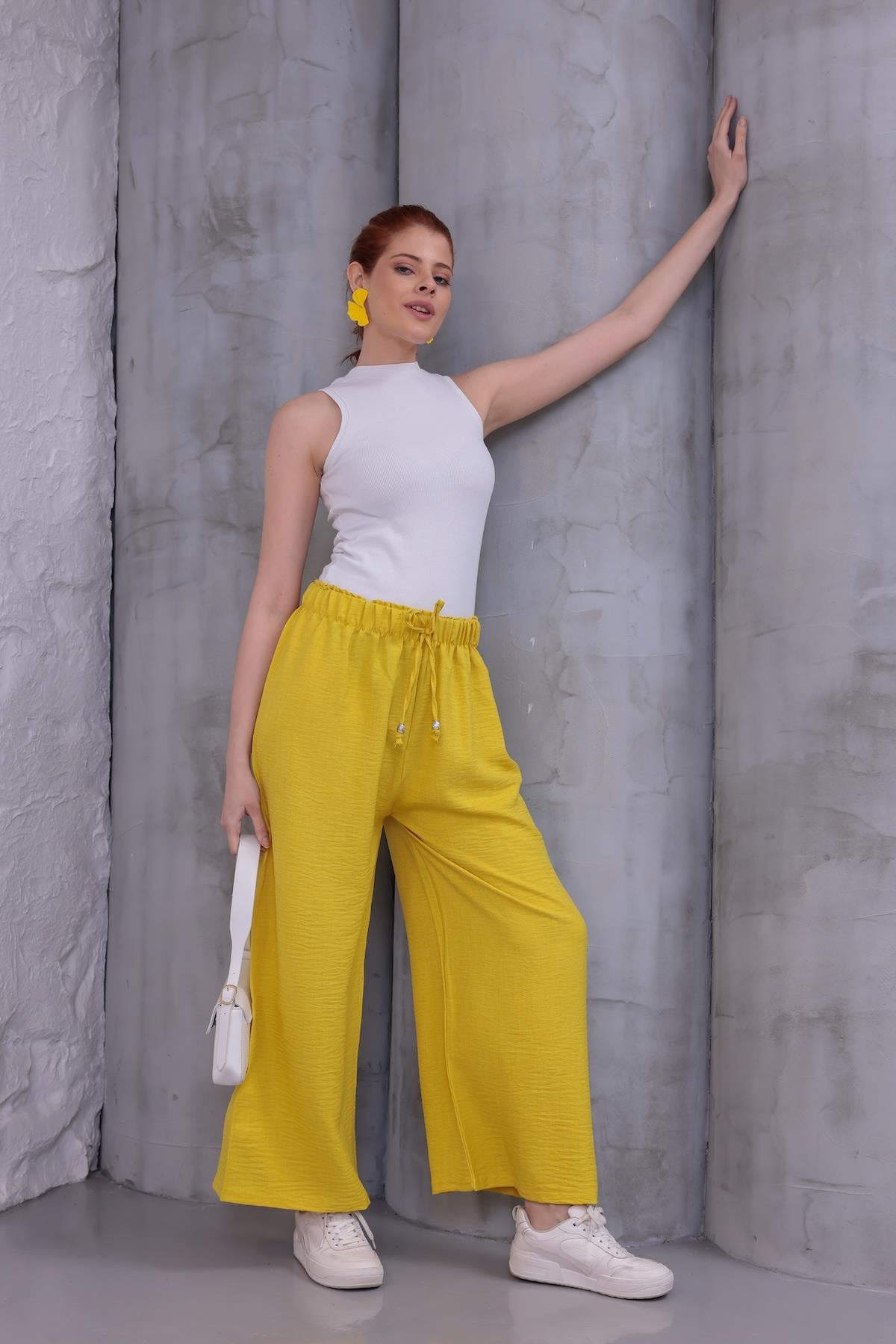 MLT-Pant-03 - Kadın Bol Paça Yazlık Plaj Model Pantolon -westbound