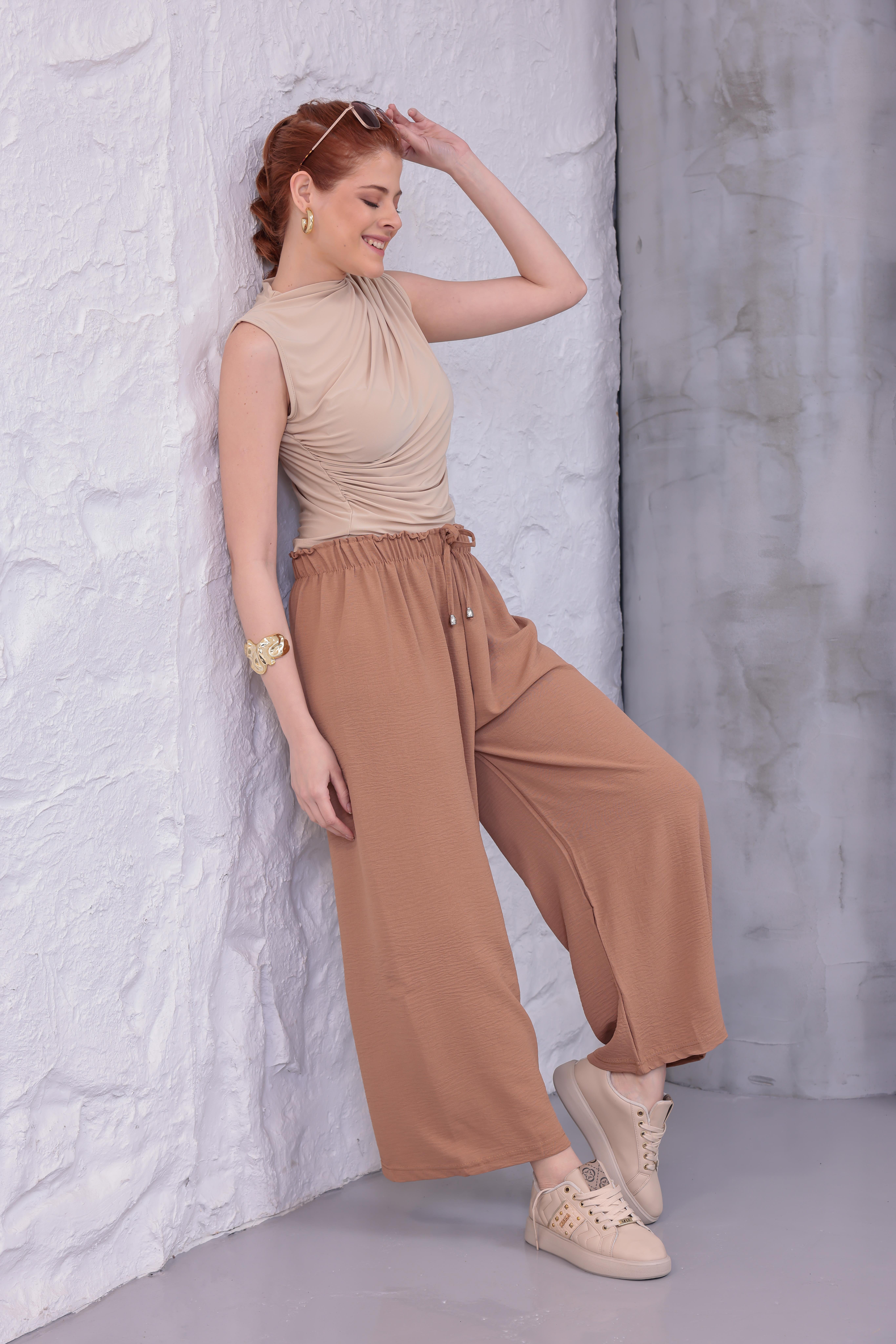 MLT-Pant-03 - Kadın Bol Paça Yazlık Plaj Model Pantolon -westbound
