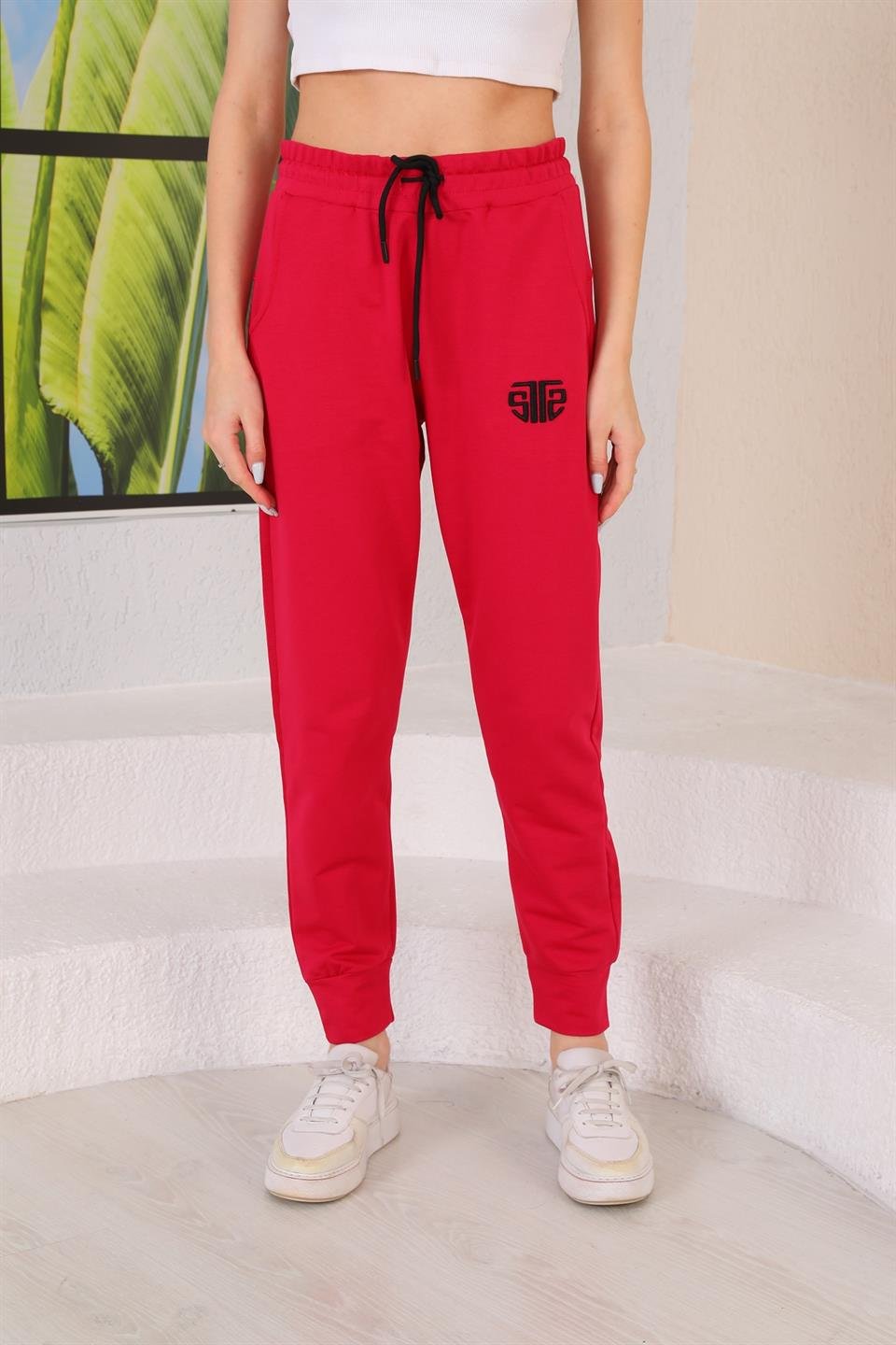 SS-1007 - Kadın Günlük Jogger  Eşofman Altı Fuşya -westbound