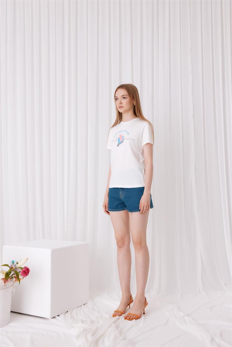 Kadın Kısa Kollu Fortune Baskılı T-Shirt