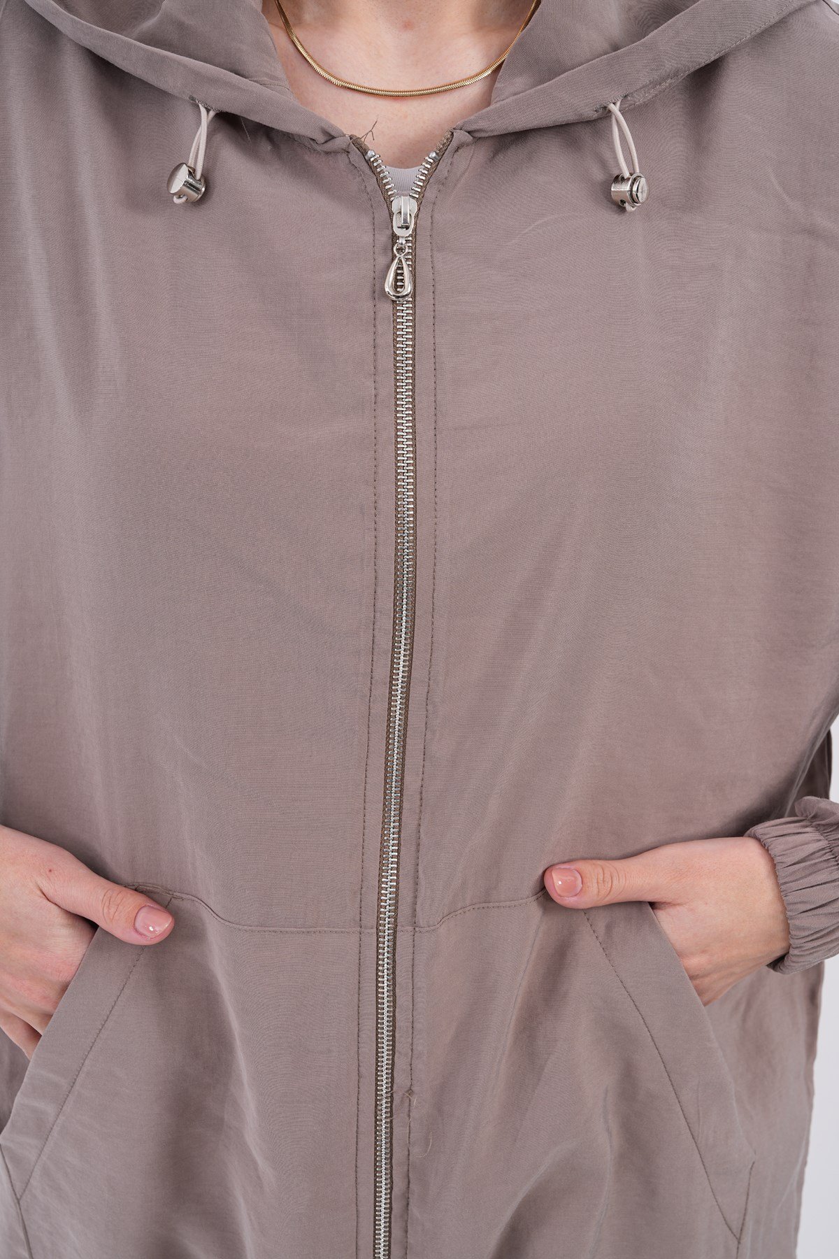 721 - Kadın Modal Oversize Fermuarlı Sweat Ceket -westbound