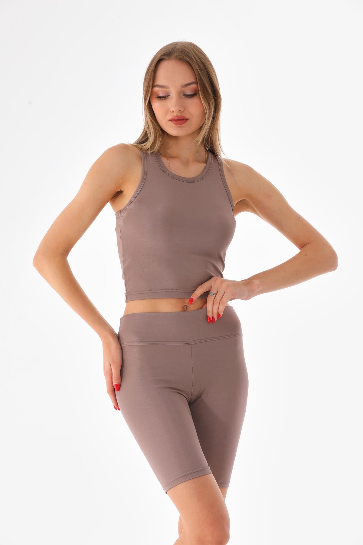 AFF-DKS-1003 - Kadın Spor Yoga Biker Şort Vizon -westbound