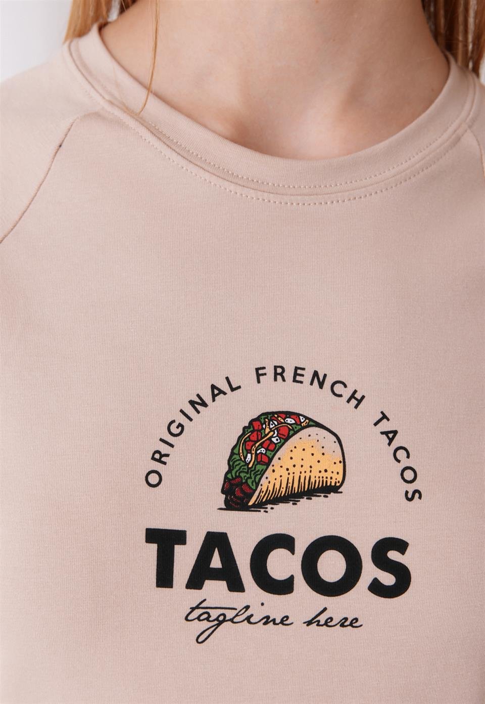 TG076 - Kadın Tacos Baskılı Kısa Kollu T-Shirt -TUBİA