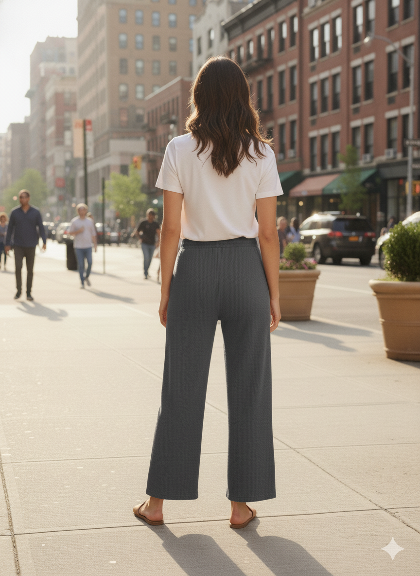 MLT-Pant-02 - Kadın Yazlık Örme Cepli Pantolon Eşofman Altı Model ANTRASİT -westbound