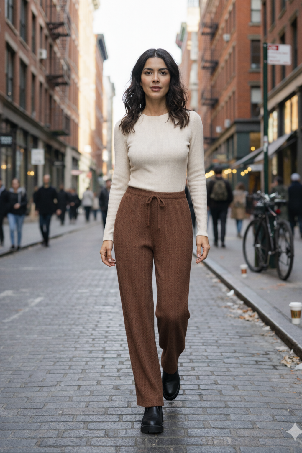 MLT-Pant-01 - Kadın Yazlık Örme Pantolon Eşofman Altı Model Cepsiz TABA -westbound