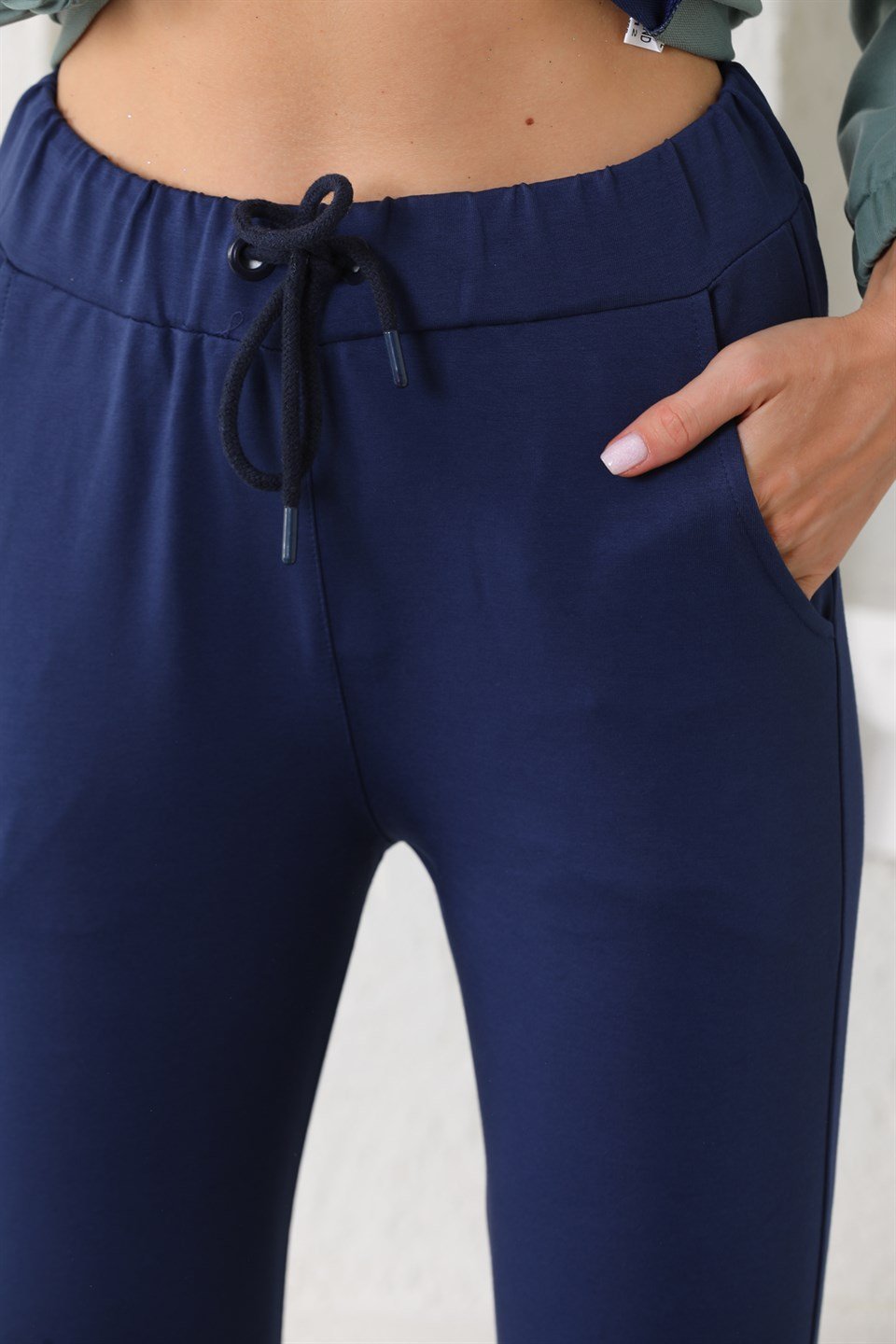 wb612--2-xl - Lacivert Mint Kadın Kapüşonlu Fermuarlı Kap- Jogger Eşofman Takımı -westbound