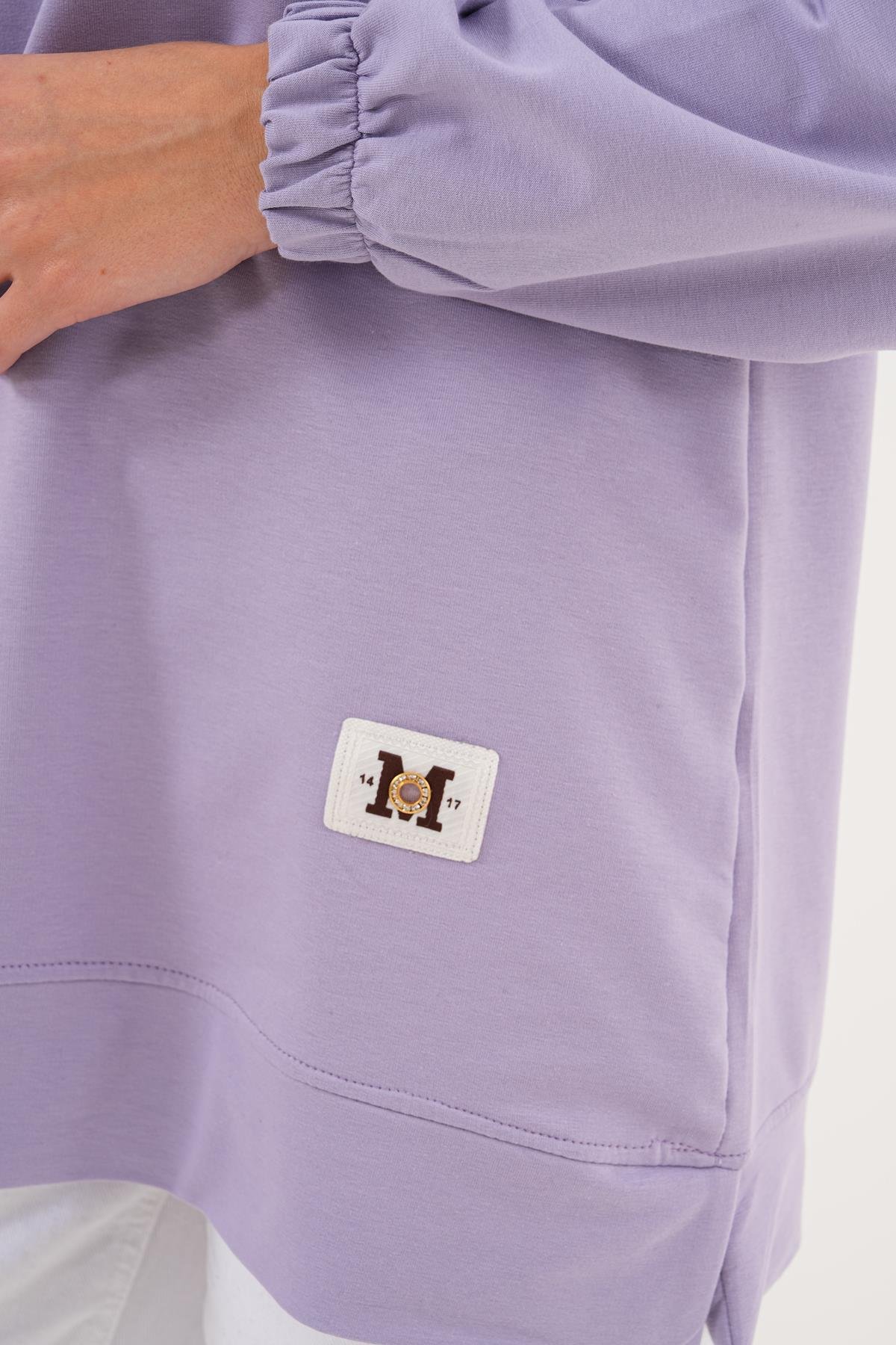 710 - LİLA Düz Basic Bisiklet Yaka Tesettür Sweatshirt Tunik 710 -westbound