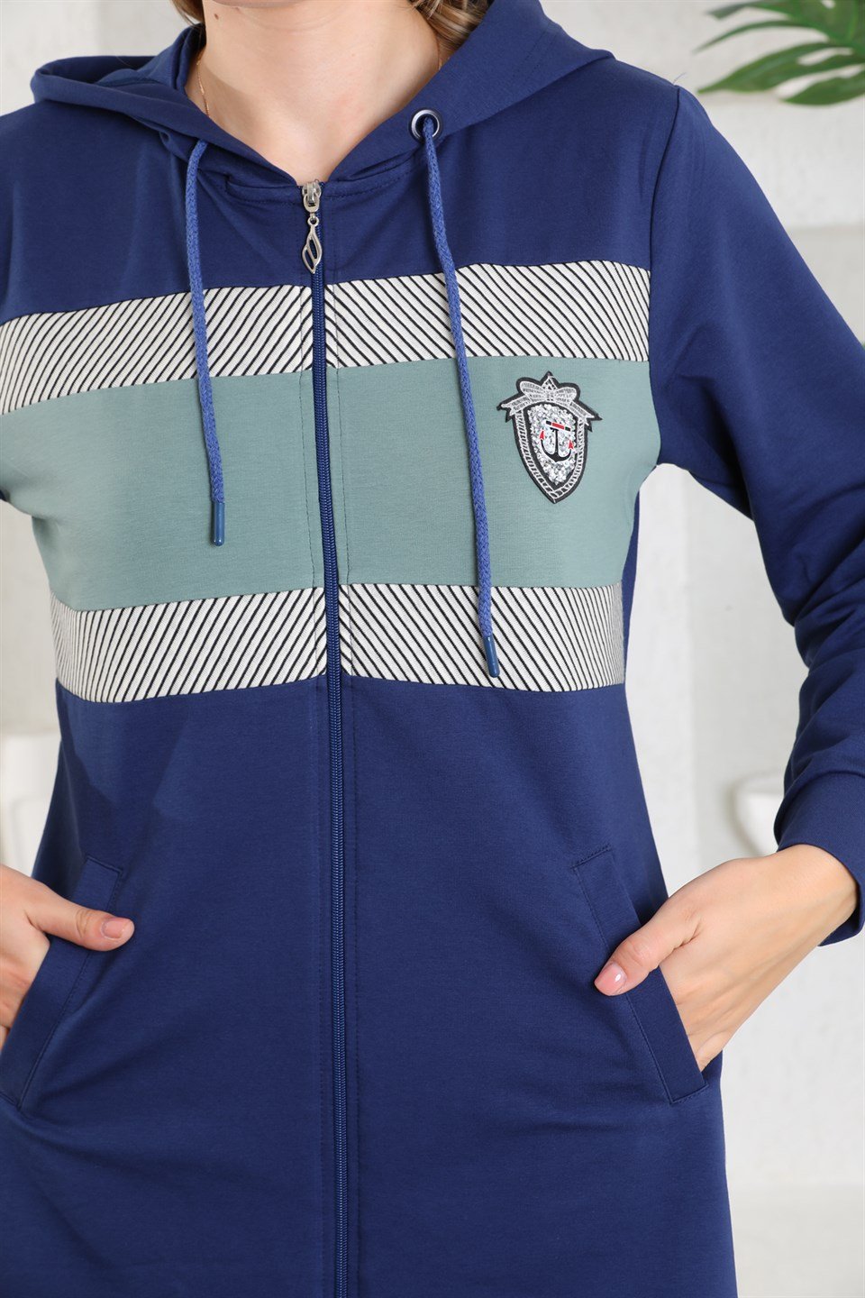609-3-xl - Saks Mint Armalı Kapüşonlu Fermuarlı Spor Trenç Kap Jogger Takım -westbound