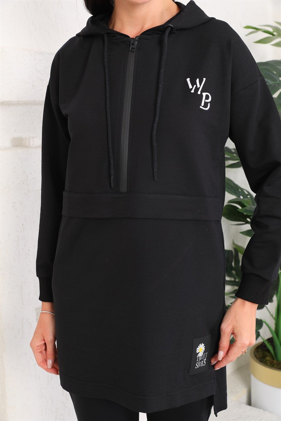 610--4-l - Siyah Renk Kadın Kapüşonlu Sweatshirt - Jogger  Spor Takım Eşofman -westbound