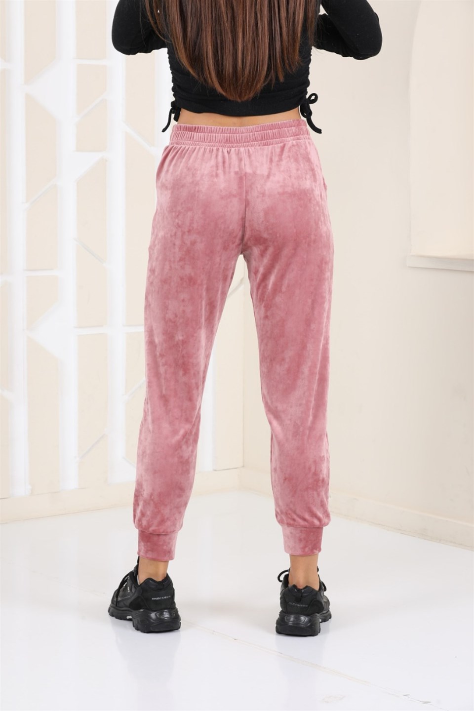 177-4-L - Somon Renk Kadife Eşofman Altı - Pijama - Jogger Model -westbound
