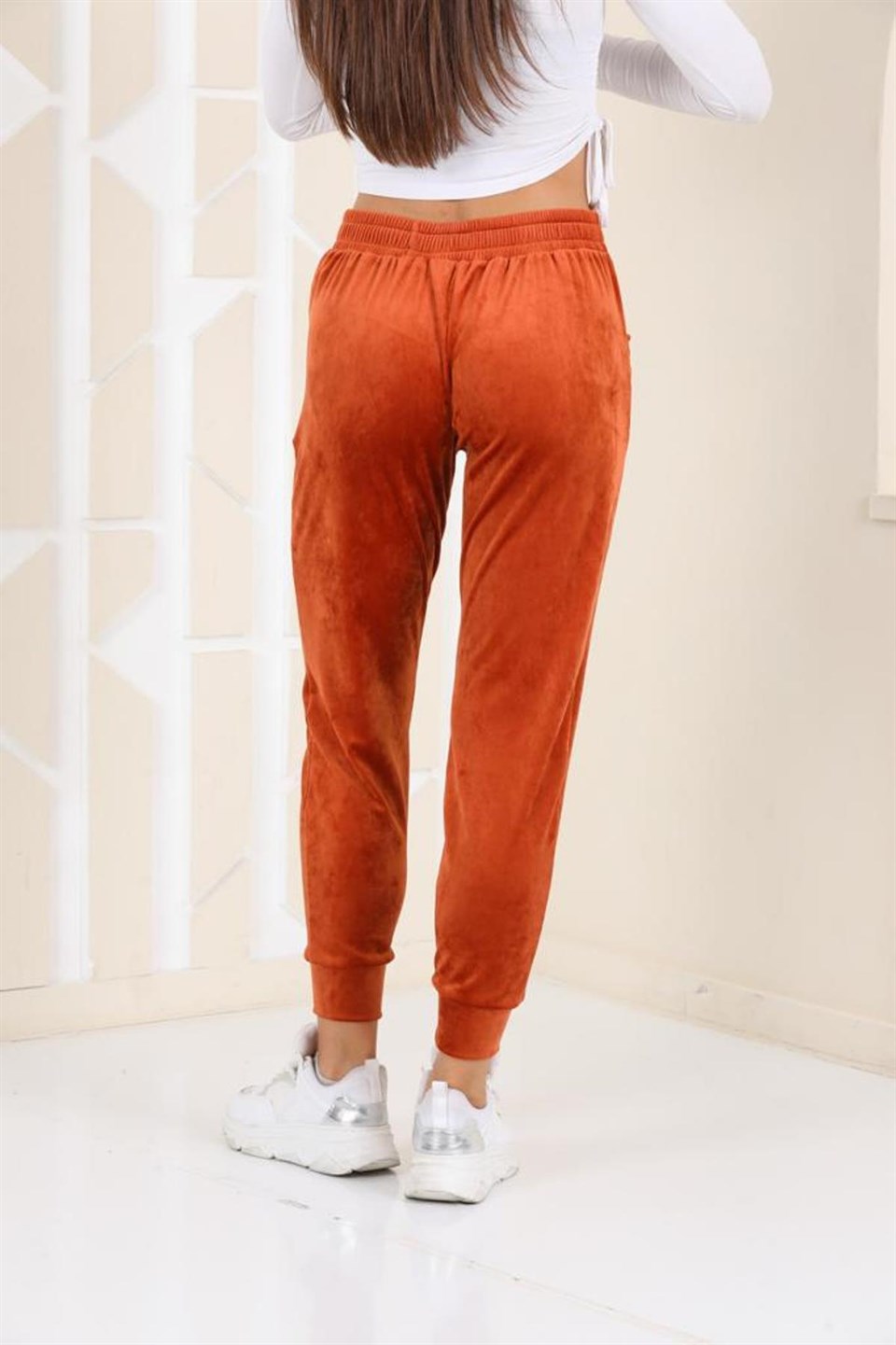 177-6-S - Taba Renk Kadife Eşofman Altı - Pijama - Jogger Model  -westbound