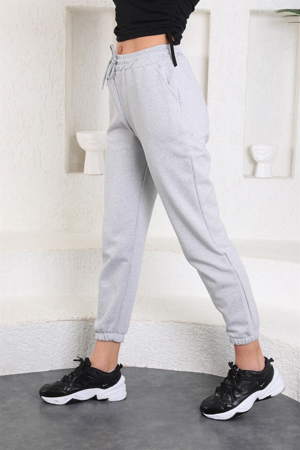 ea-gri-L - Trend Gri Renk Kadın Eşofman Altı - Jogger -westbound