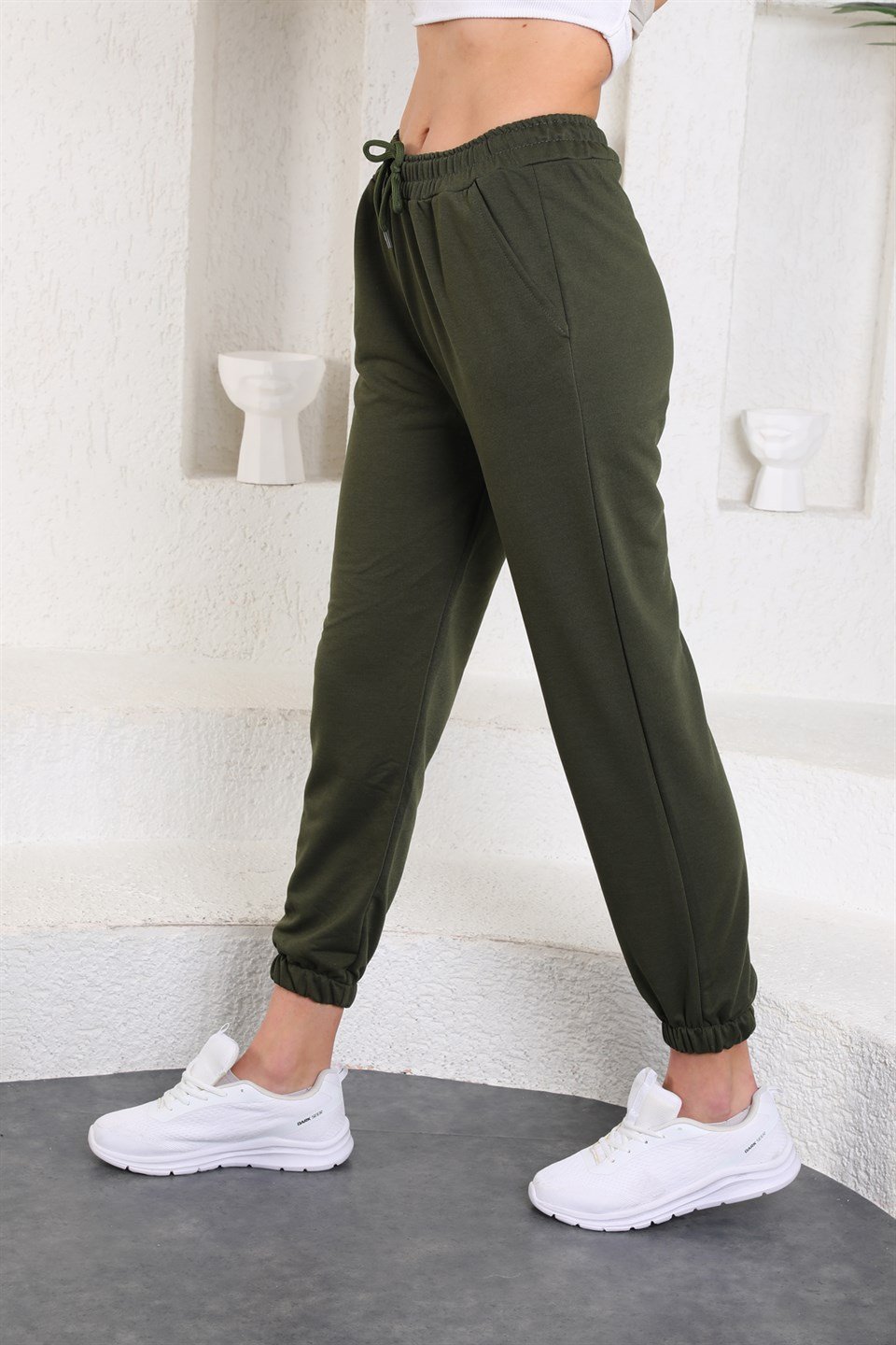 ea-haki-L - Trend Haki Renk Kadın Eşofman Altı - Jogger -westbound