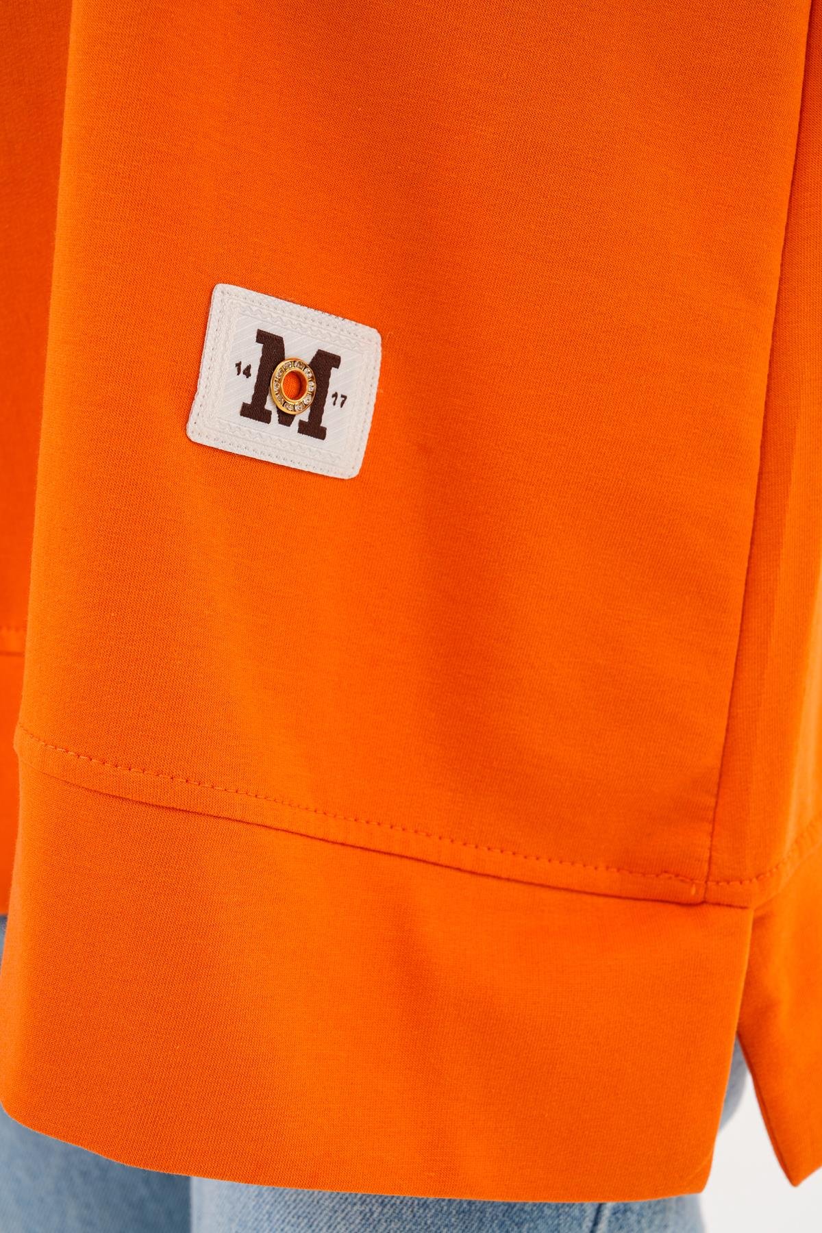 710 - Turuncu Düz Basic Bisiklet Yaka Uzun Kol Kadın Sweatshirt Tunik 710 -westbound