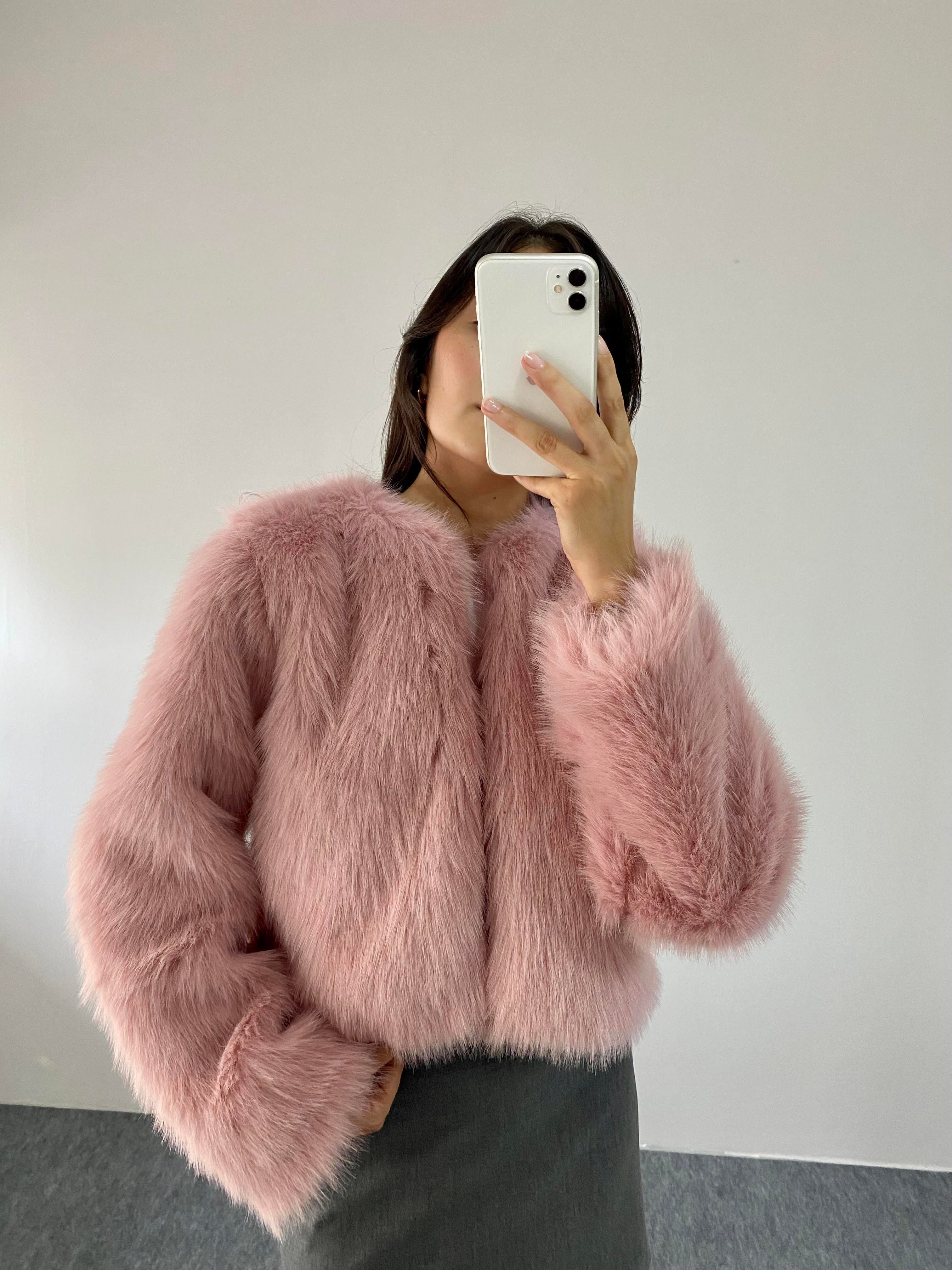 Mango Model Pembe Peluş Kürk