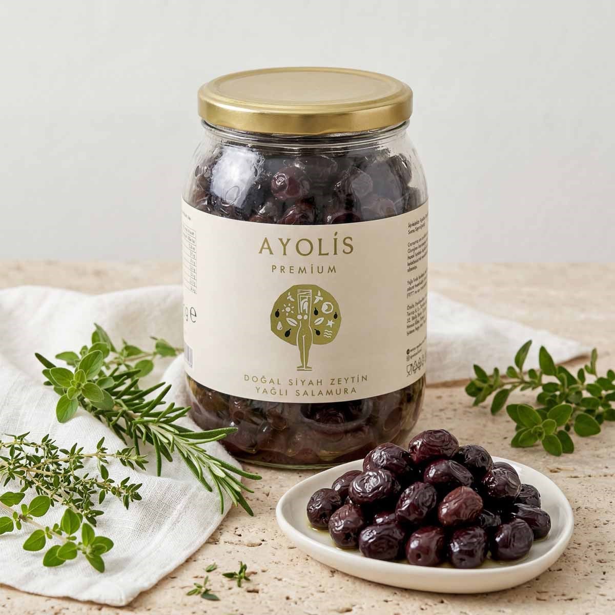 Ayolis Premium Gurme Yağlı Salamura Siyah Zeytin M 950 g servis görseli