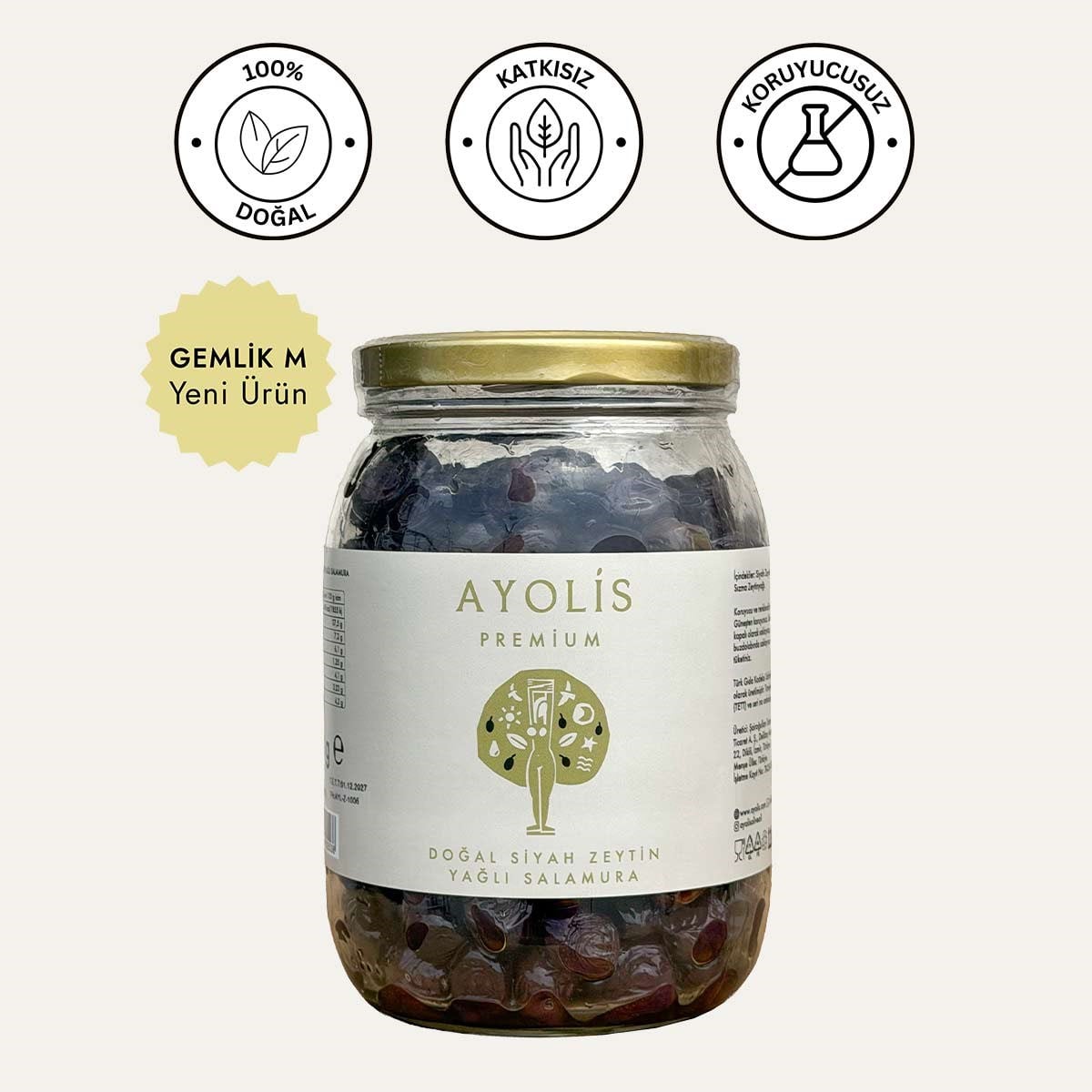 Ayolis Premium Gurme Yağlı Salamura Siyah Zeytin M 950 g ürün görseli