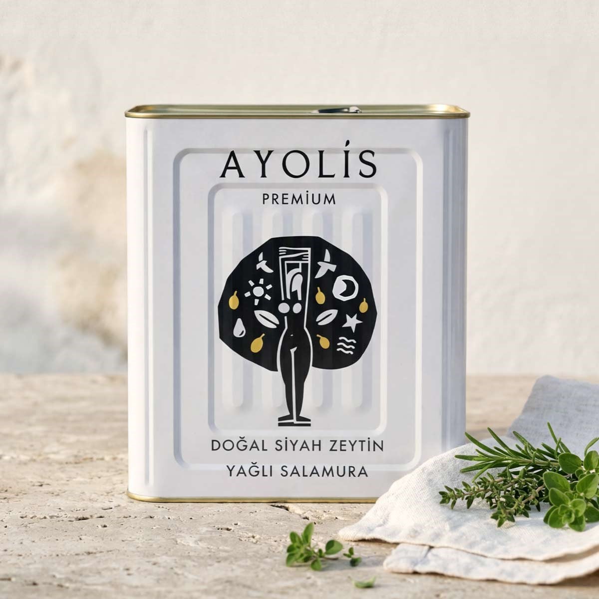 Ayolis Premium Gurme Yağlı Salamura Siyah Zeytin XL 10 kg teneke ambalajı