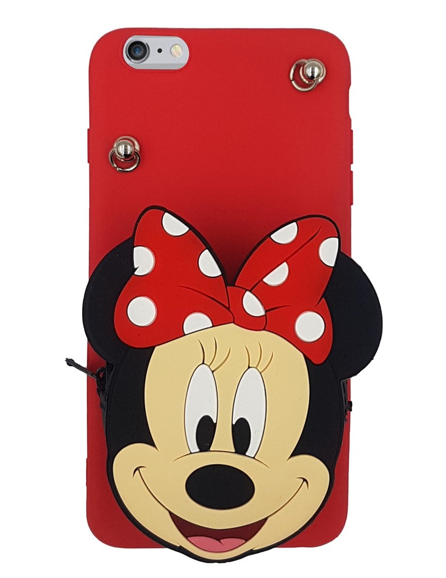 Maskotlu Cüzdanlı Boyun Askılı İphone 6 Plus Silikon Kılıf