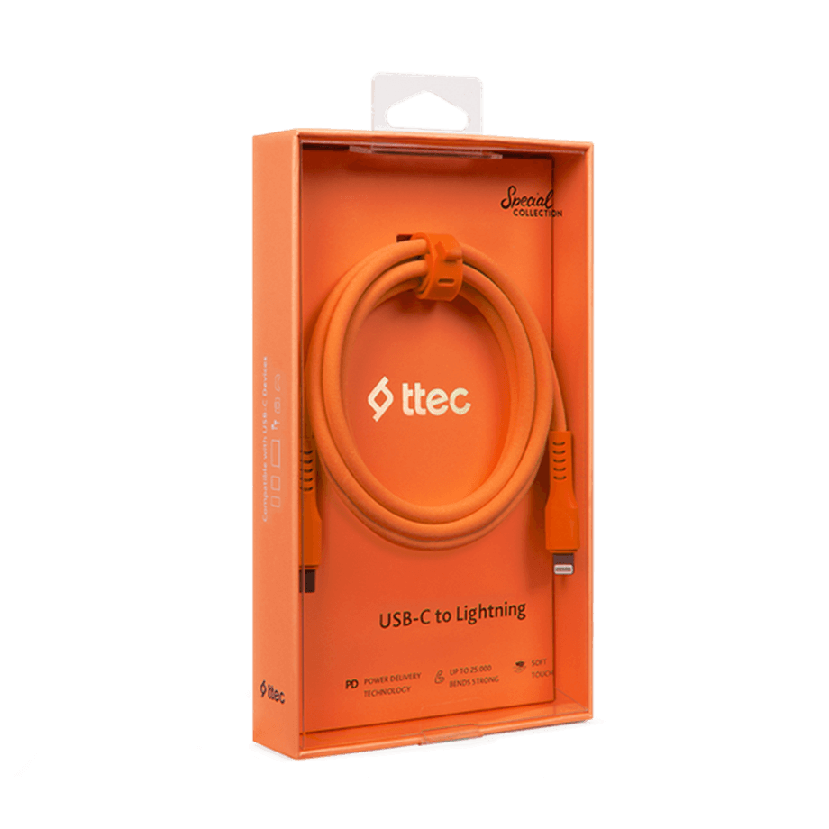 ttec USB-C - Lightning Hızlı Şarj Kablosu 120cm Neon Turuncu