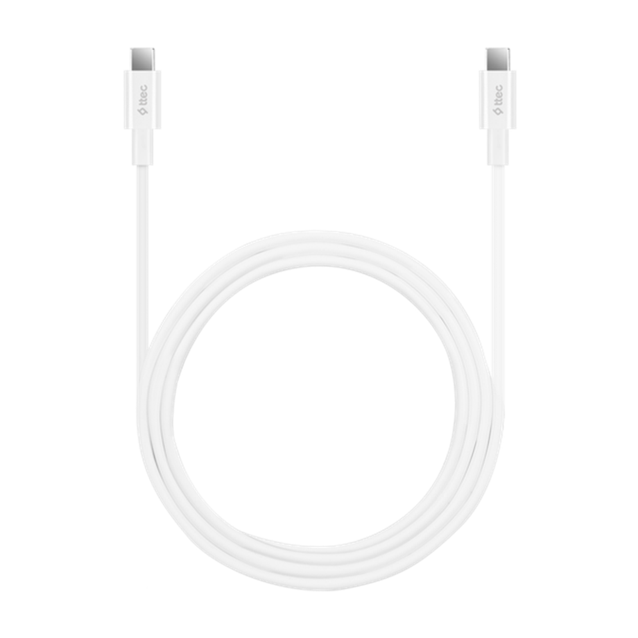Ttec USB-C-USB-C 150cm 100W PD/QC Hızlı Şarj/Data Kablosu Beyaz
