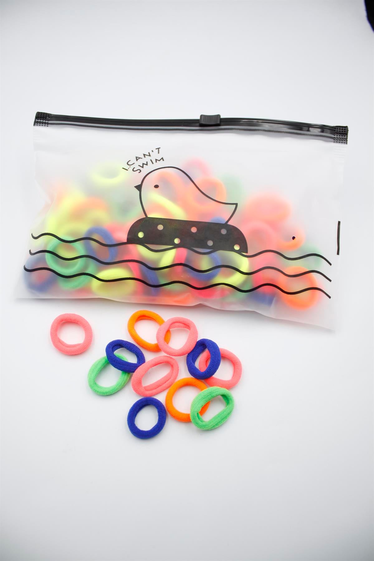 100'lü Paket Lastik Toka - ÇOK RENKLİ