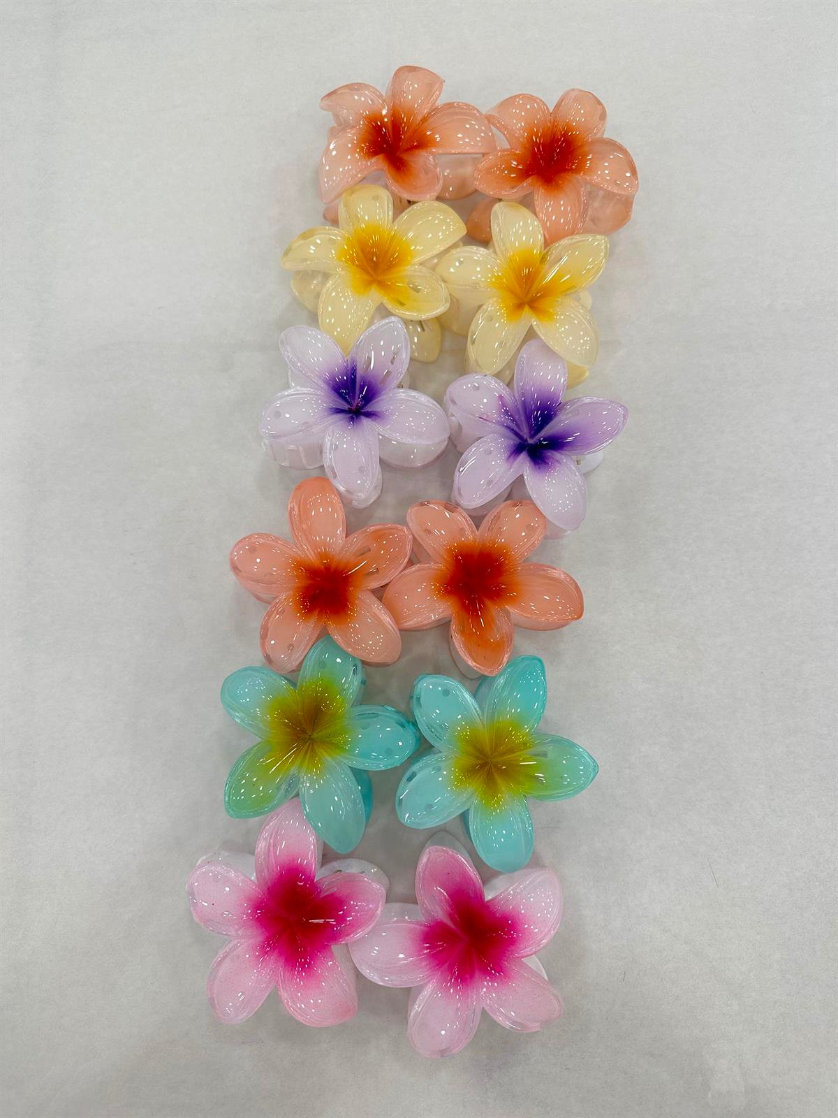 12'li Plumeria Çiçek Toka - ÇOK RENKLİ