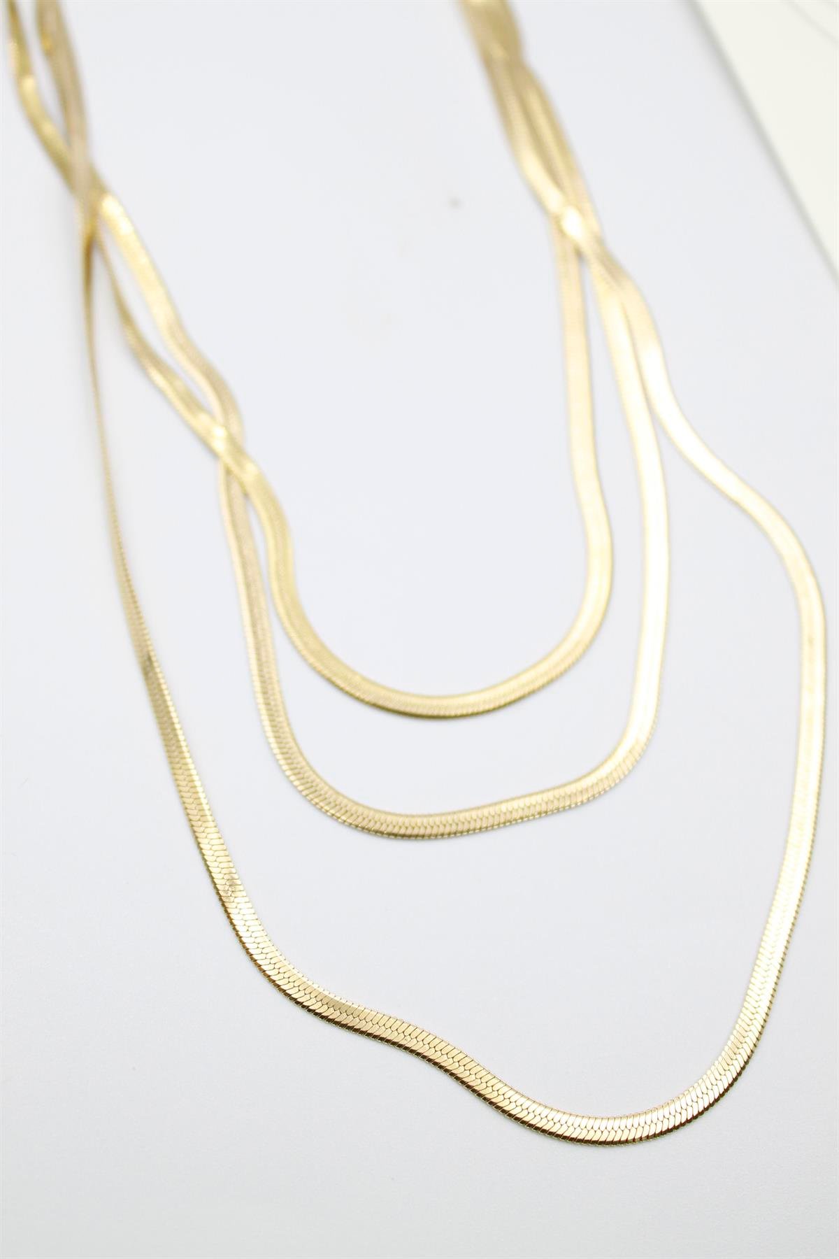 3'lü Çelik İtalyan Zincir - Altın