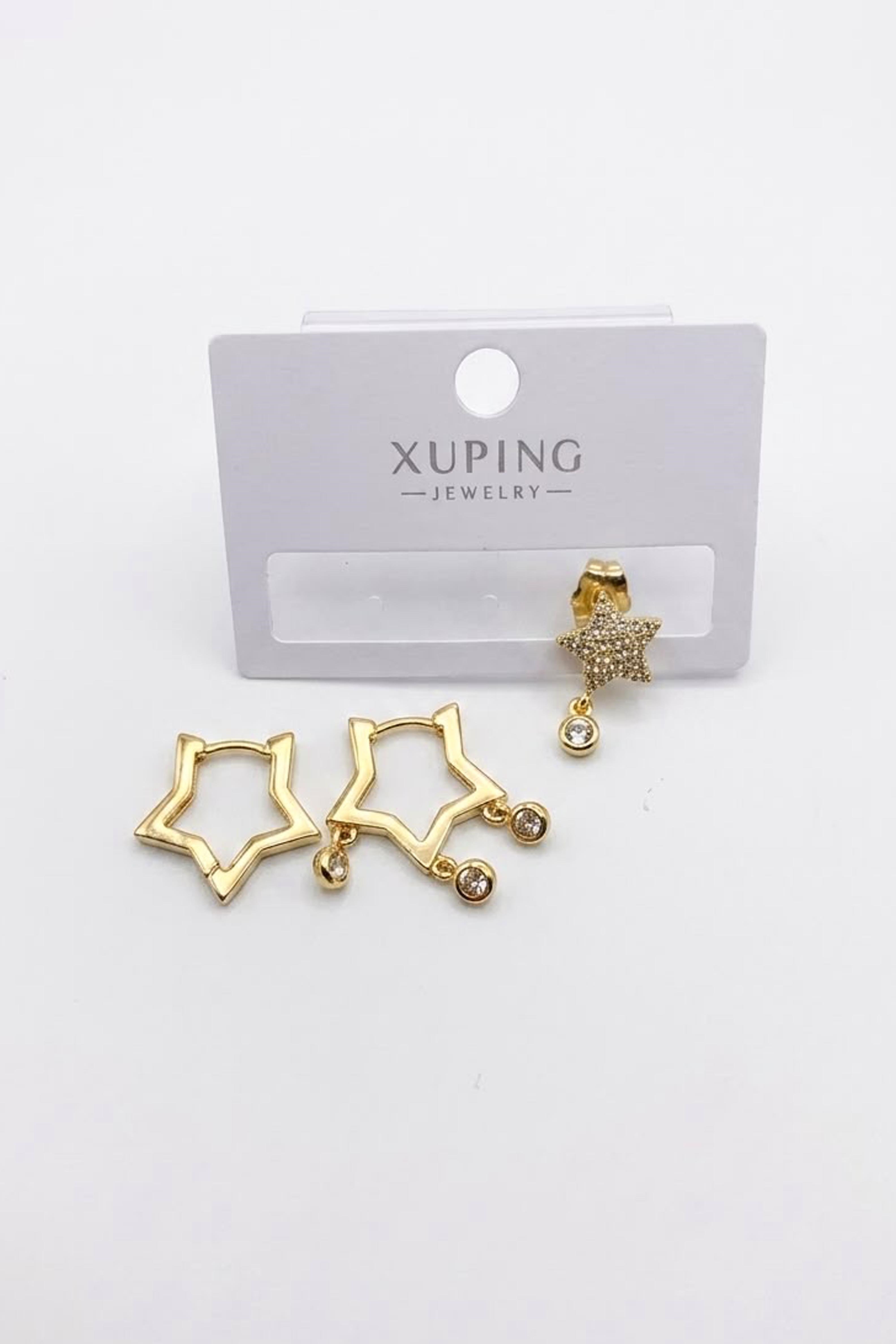 3'lü Xuping Küpe - Altın - Toptan Takı