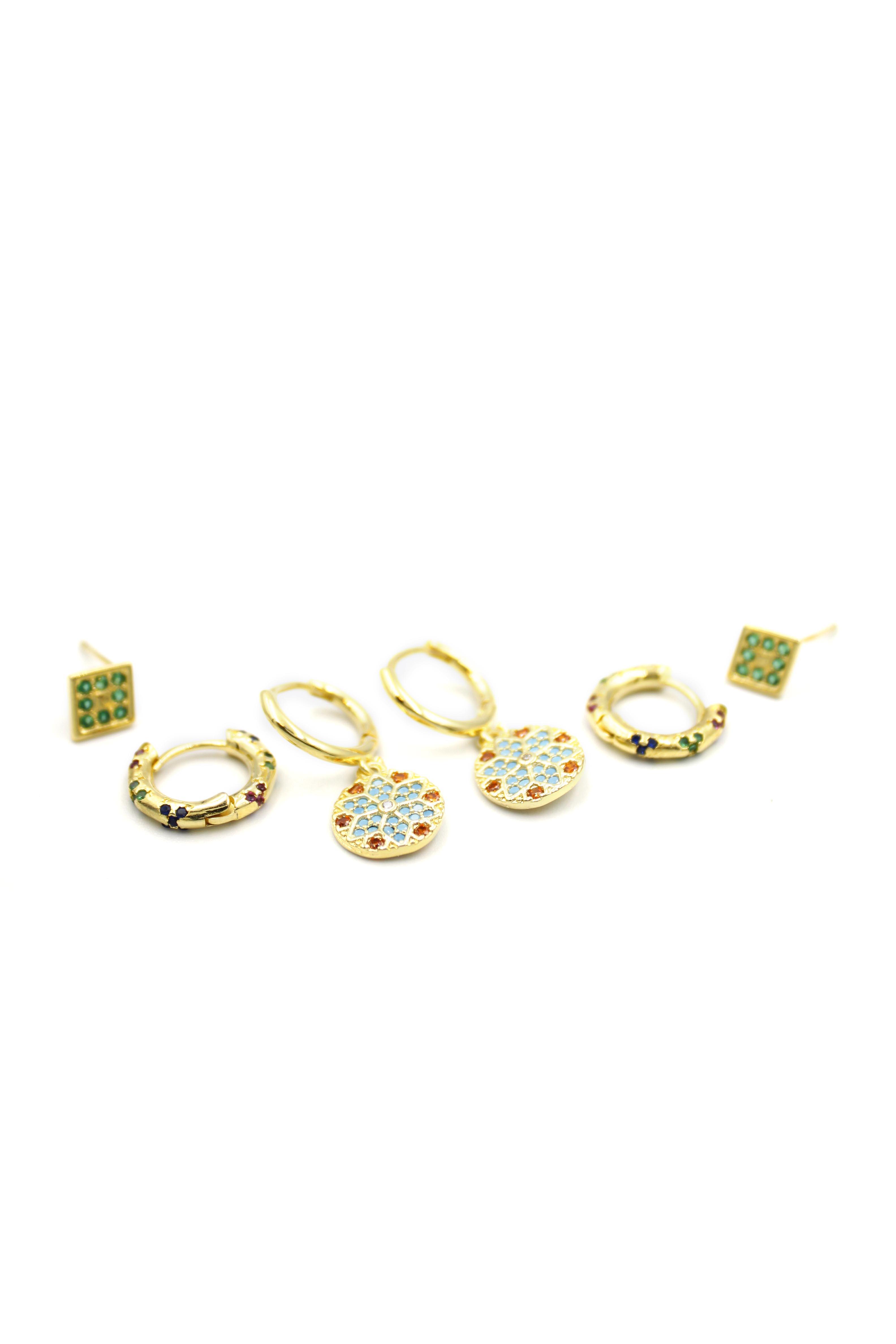 6'lı Çoklu Set Küpe - Altın