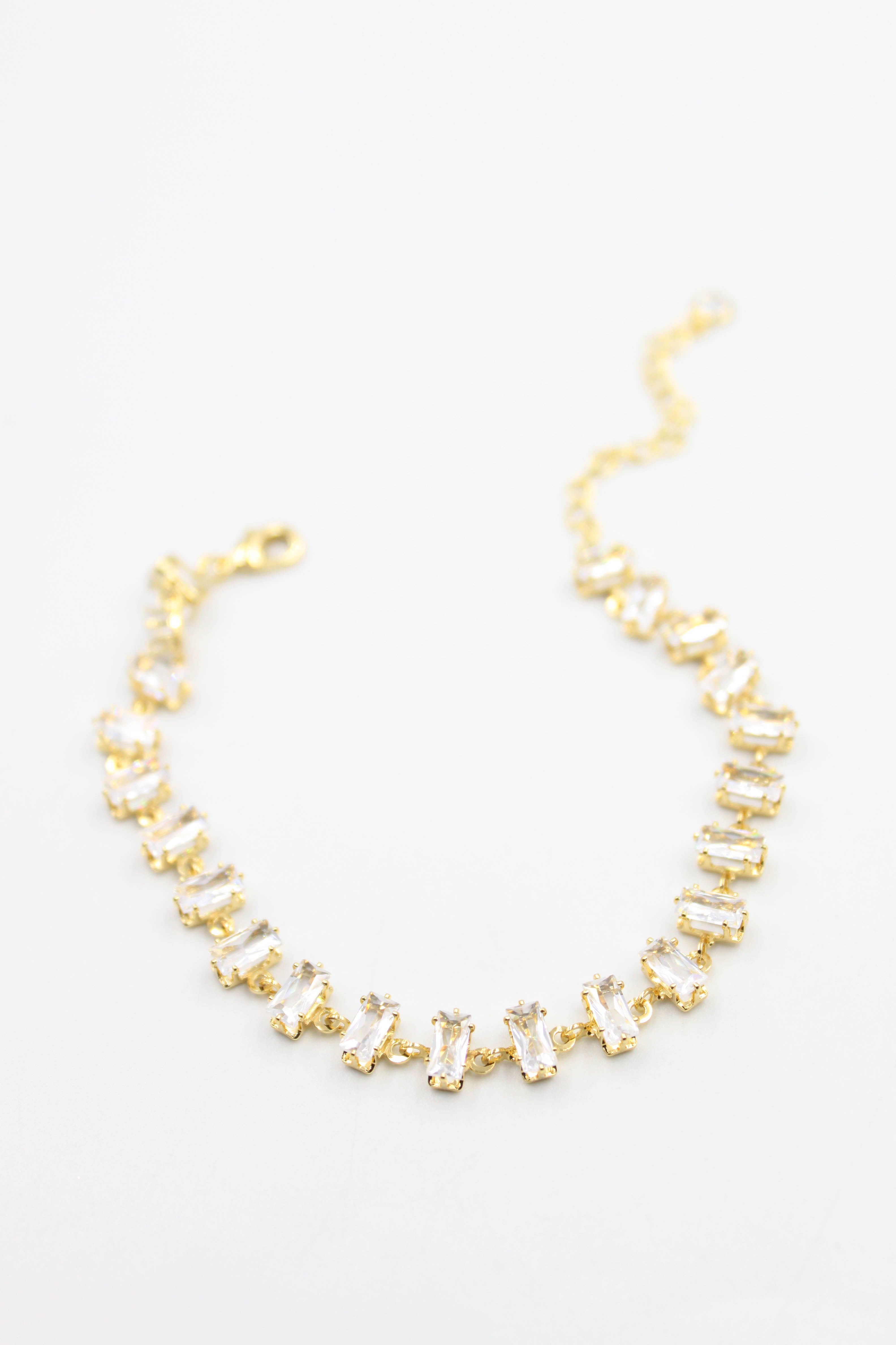Baget Taşlı Bileklik - Beyaz - Toptan Takı