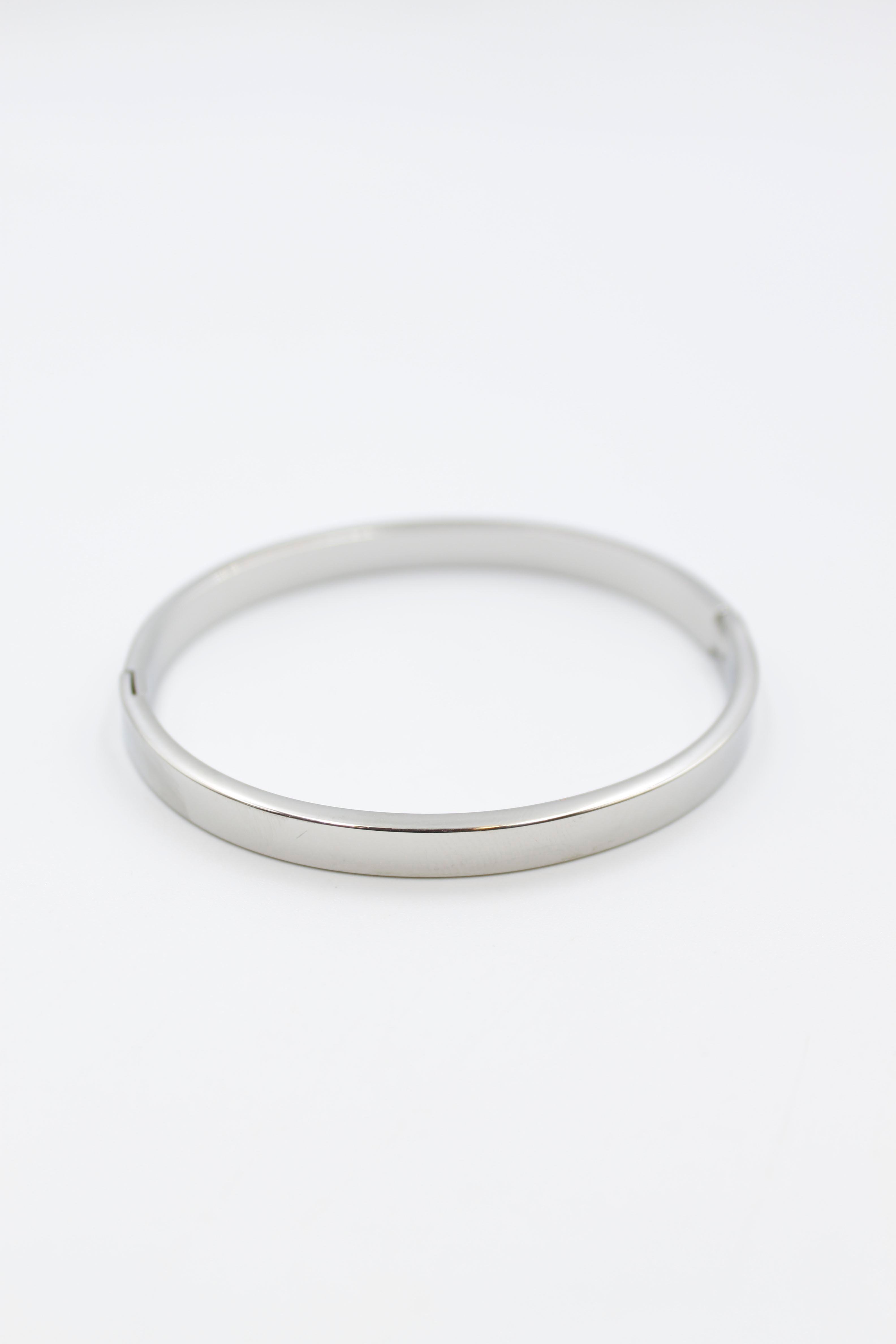 Çelik Plaka Bilezik - Gümüş