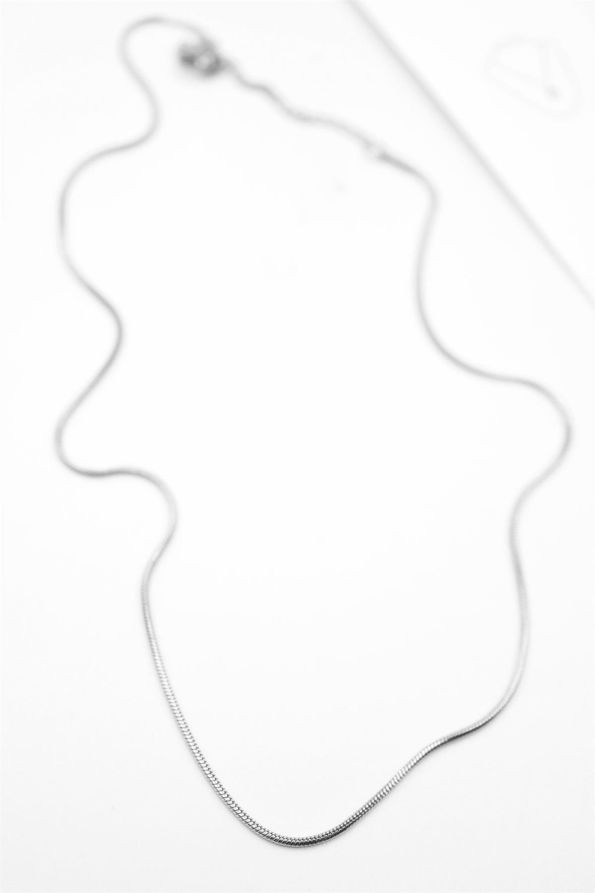 Çelik Yılan Zincir  Kolye (60 cm) - Gümüş
