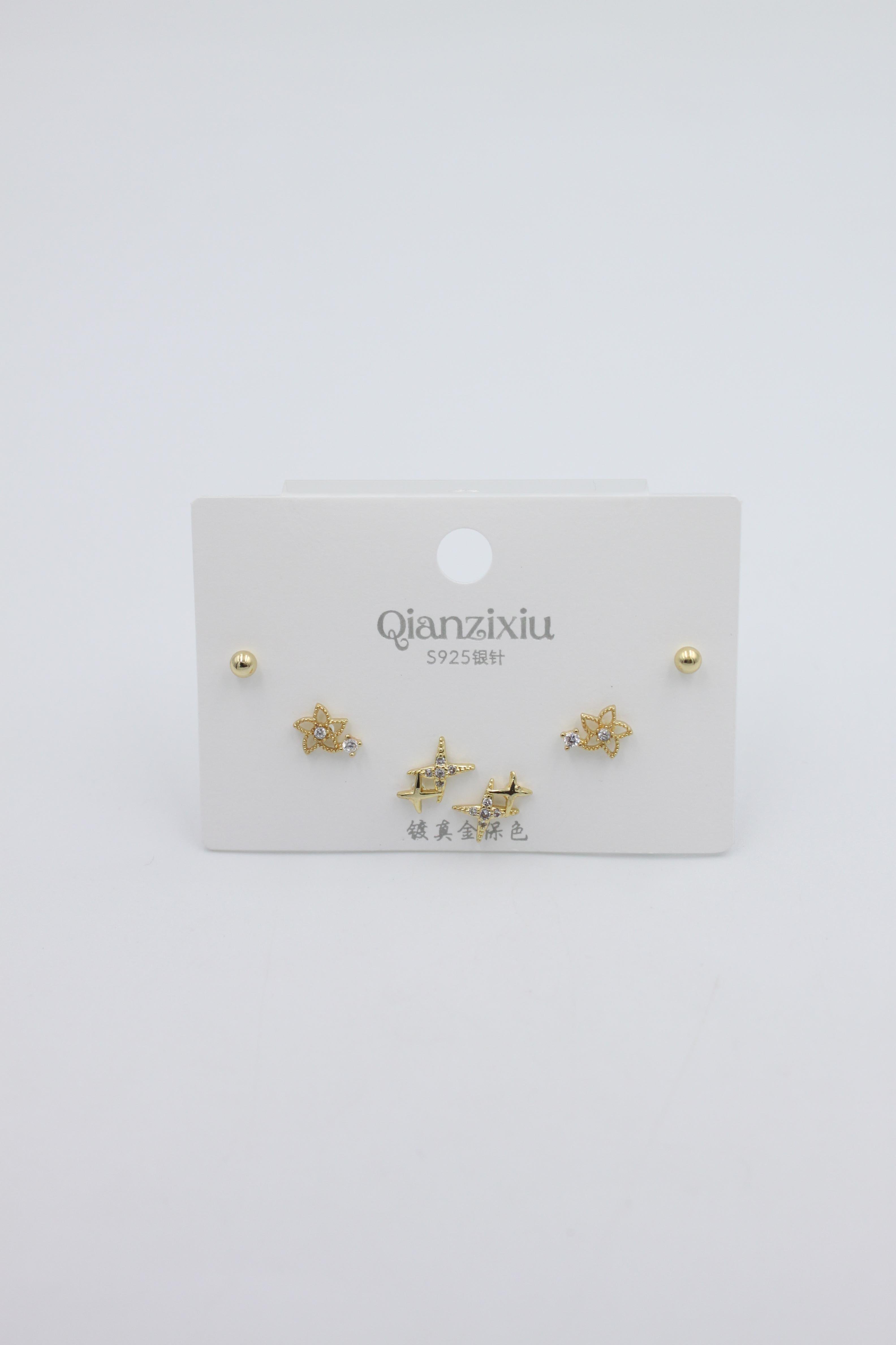 Çoklu Set Küpe - Altın