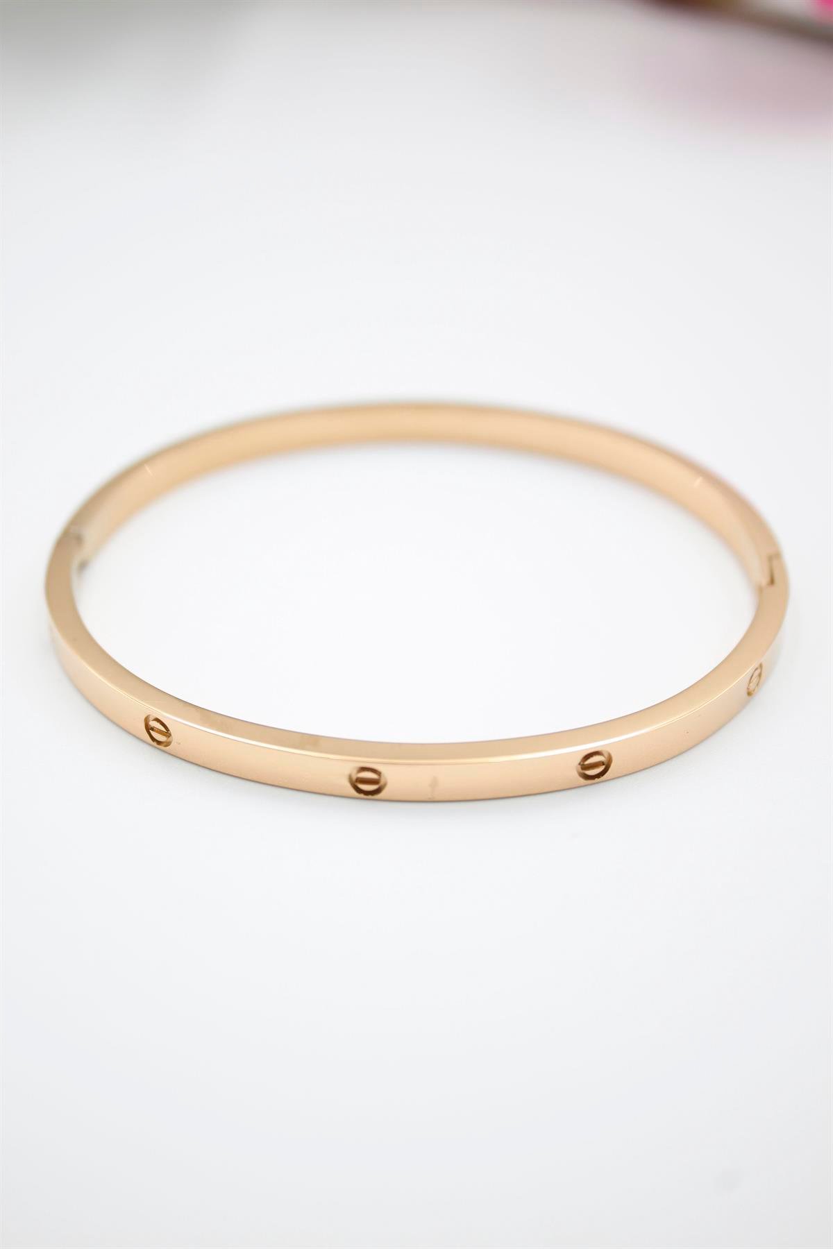 CRT Model İnce Taşsız Çelik Bilezik (60mm) - Rose