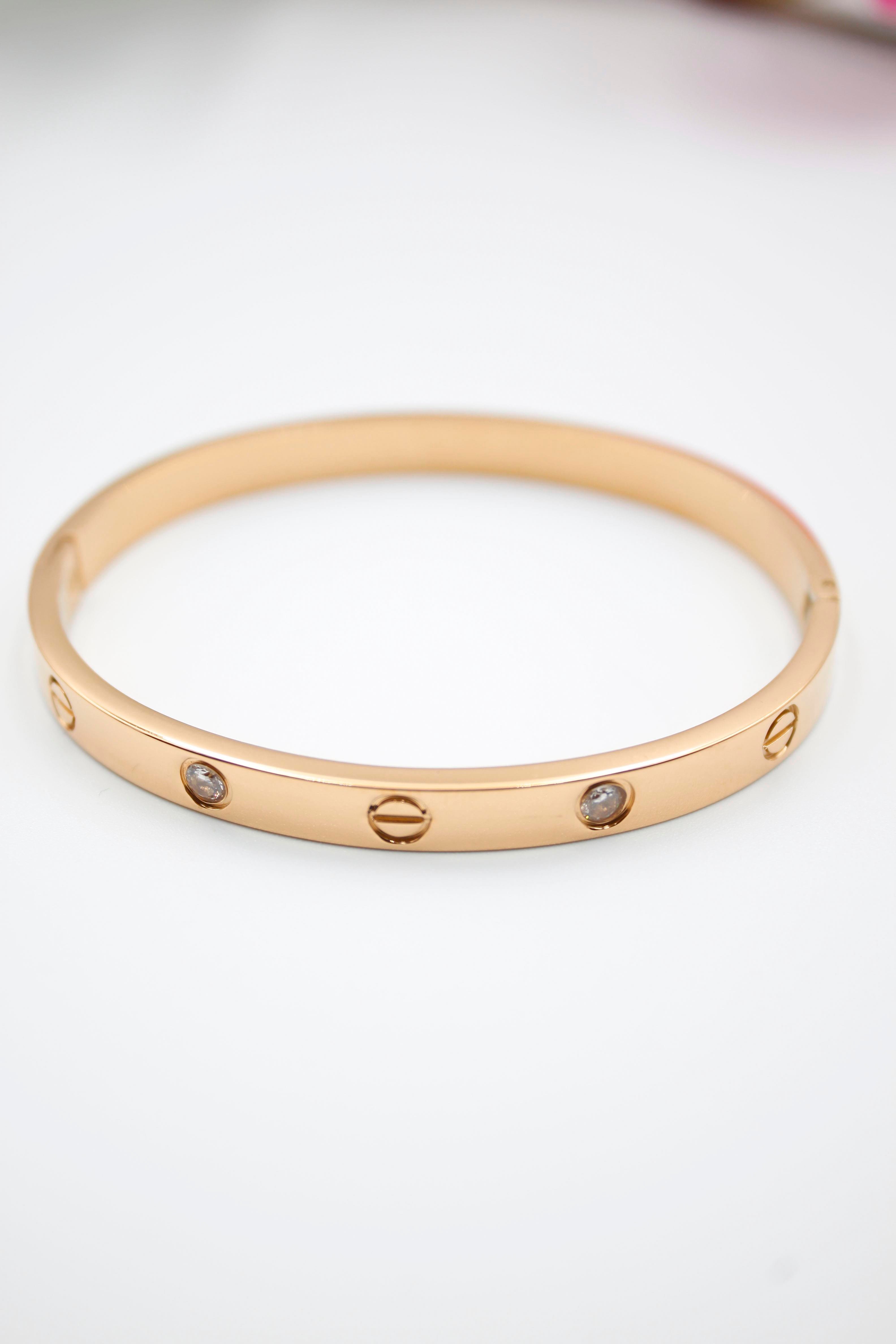 CRT Model Taşlı Çelik Bilezik (60mm) - Rose