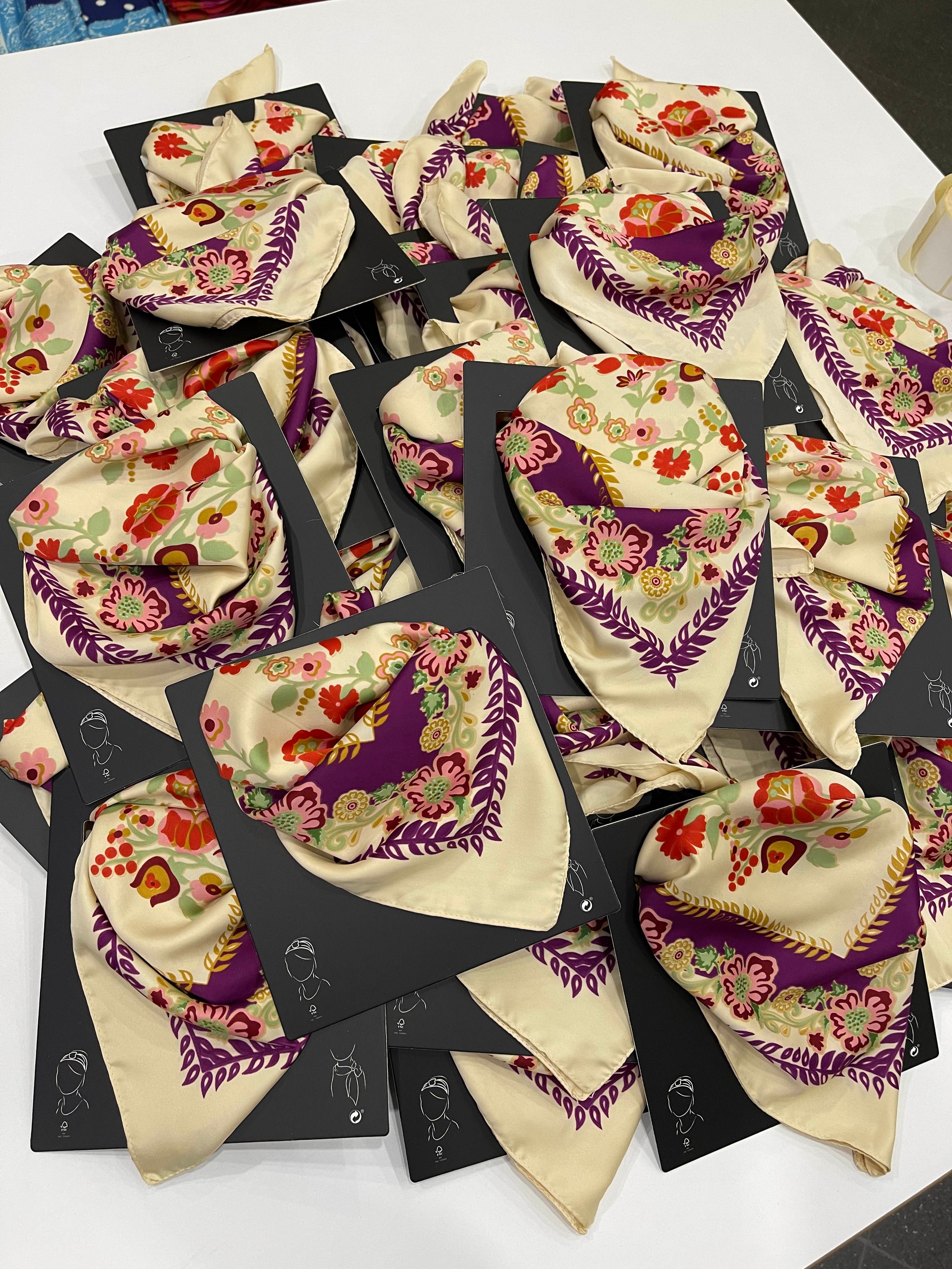 Desenli Fular 50x50 - ÇOK RENKLİ - Toptan Takı