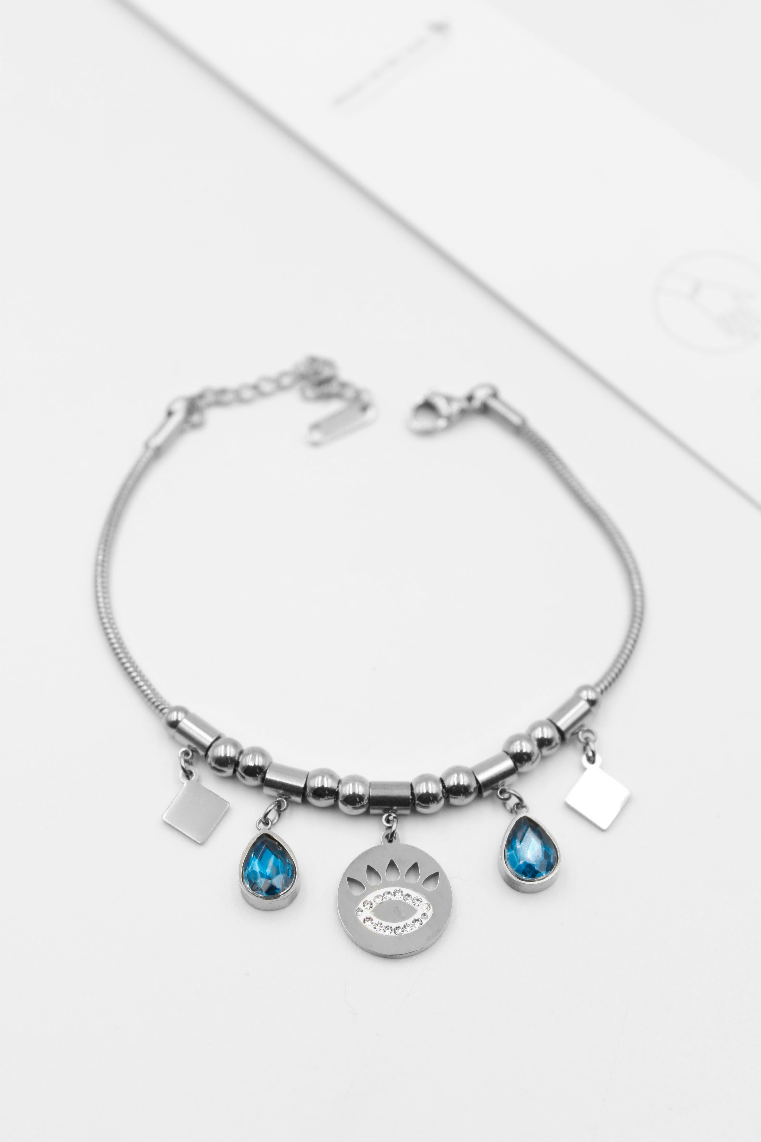 Göz Charm Bileklik - Gümüş