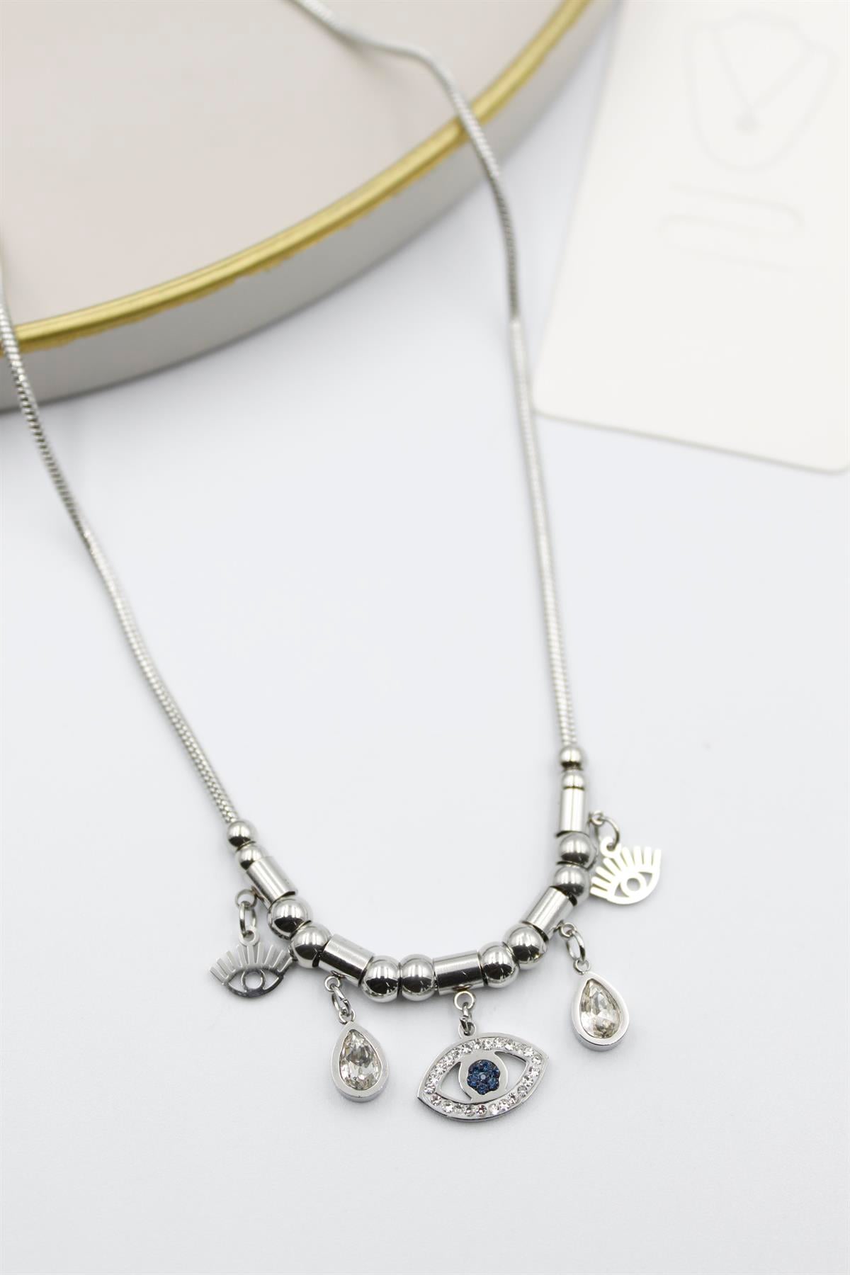 Göz Charm Kolye - Gümüş