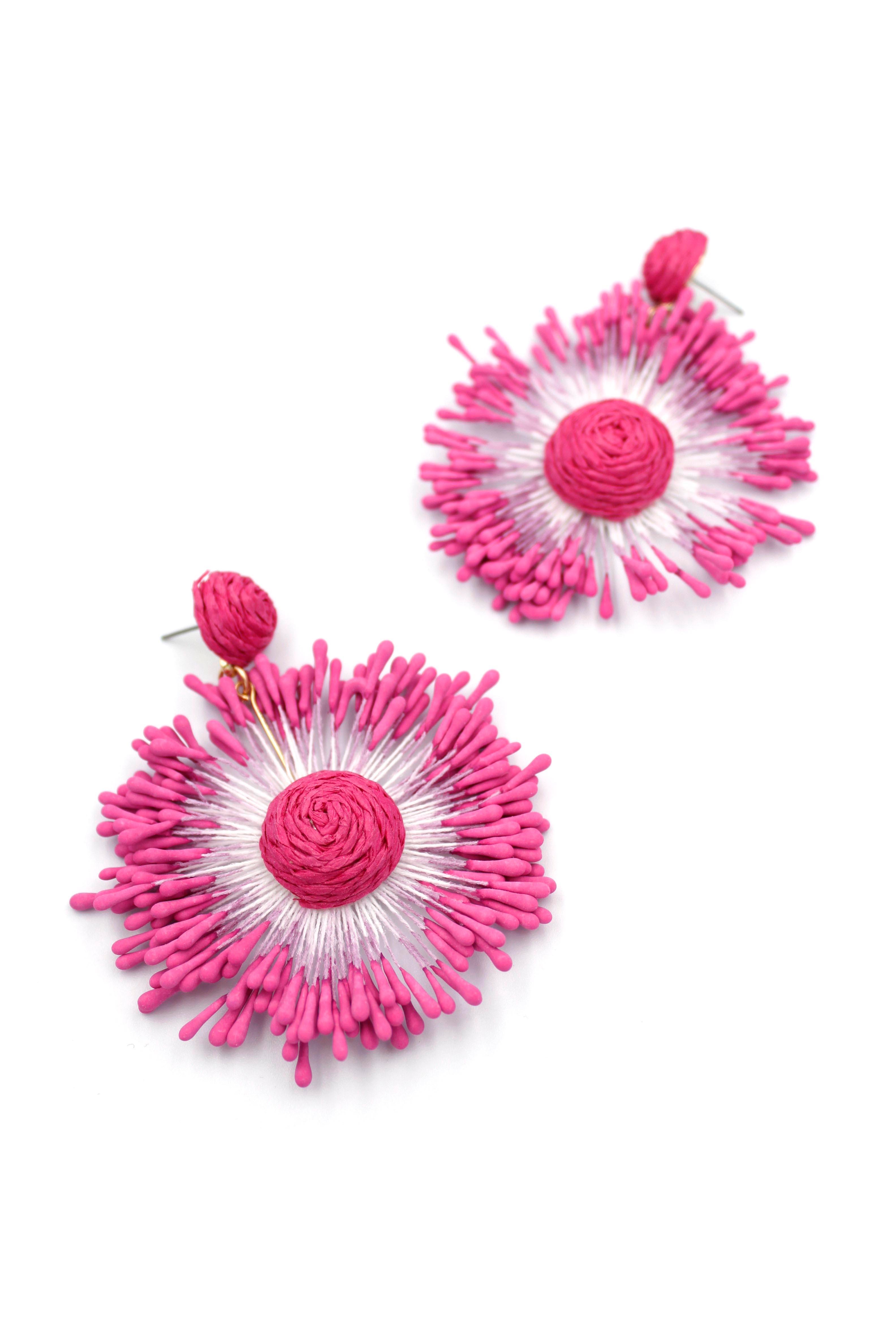 Güneş Hasır Küpe - Pembe