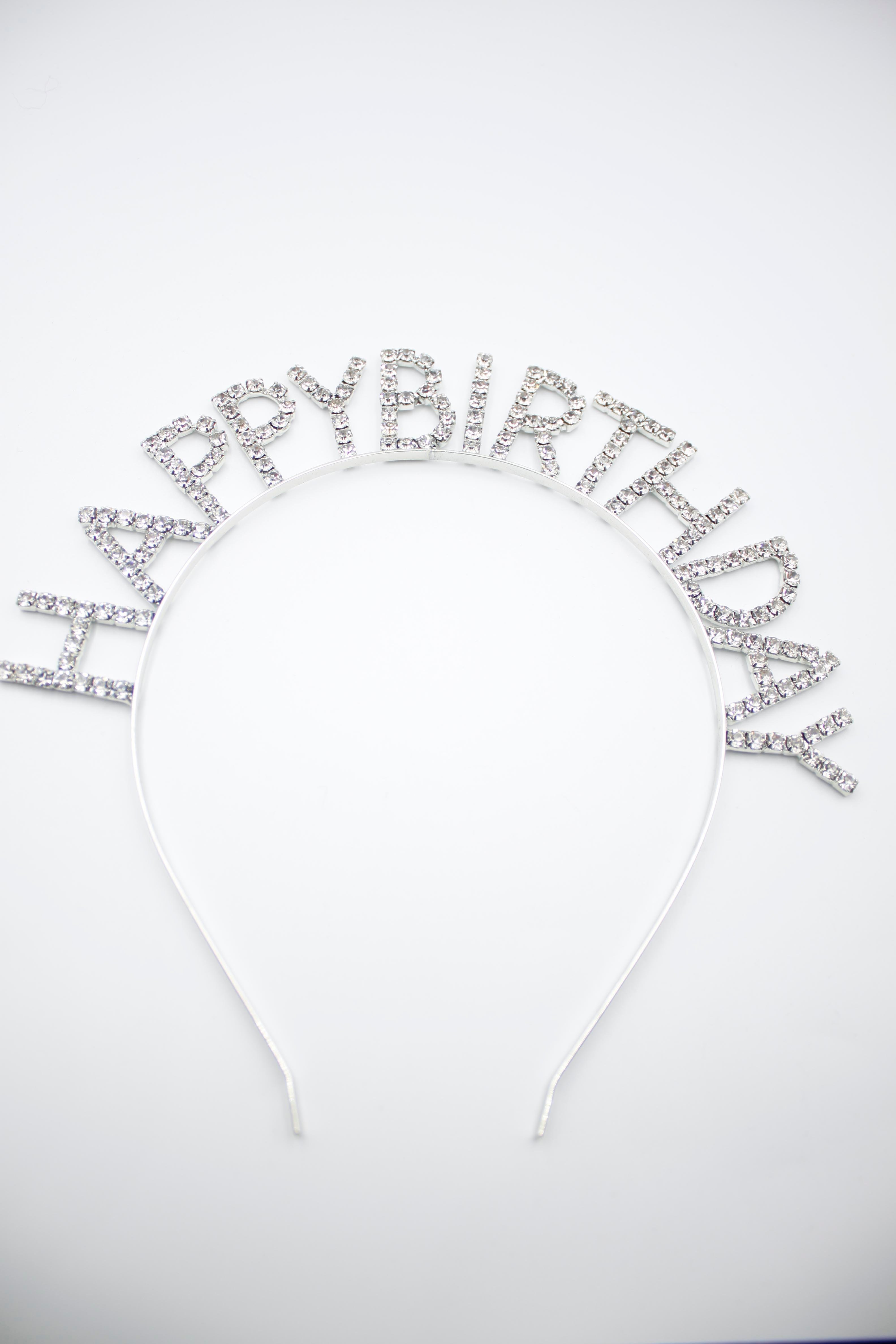 Happy Birtday Taşlı Taç - Gümüş