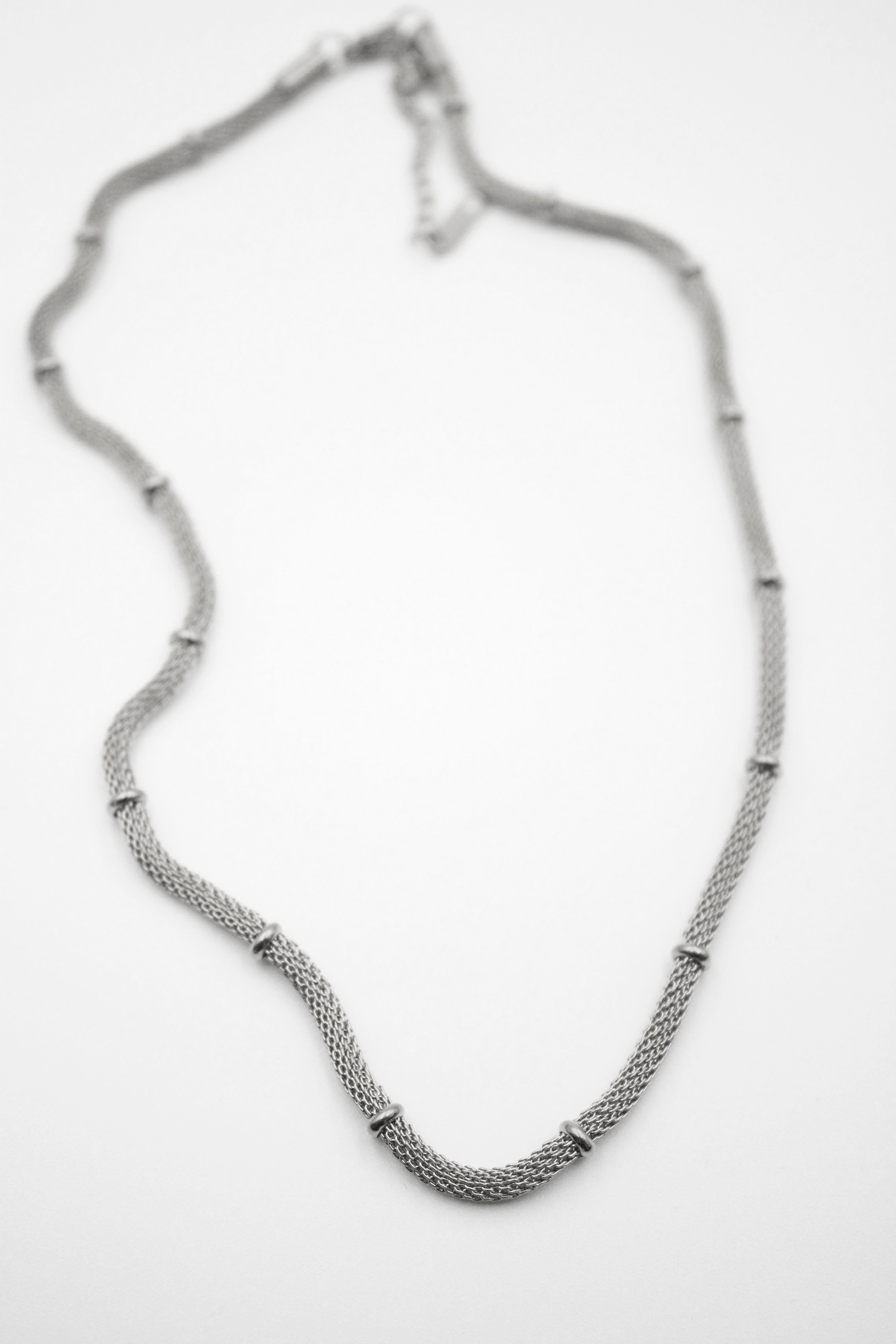 Hasır Zincir Kolye - 45cm - Gümüş
