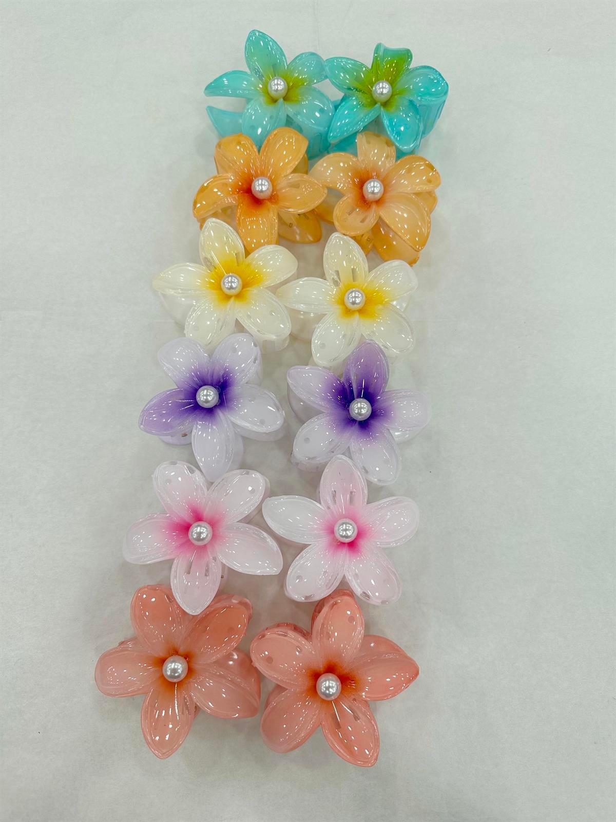 İncili Plumeria Çiçek Toka - ÇOK RENKLİ