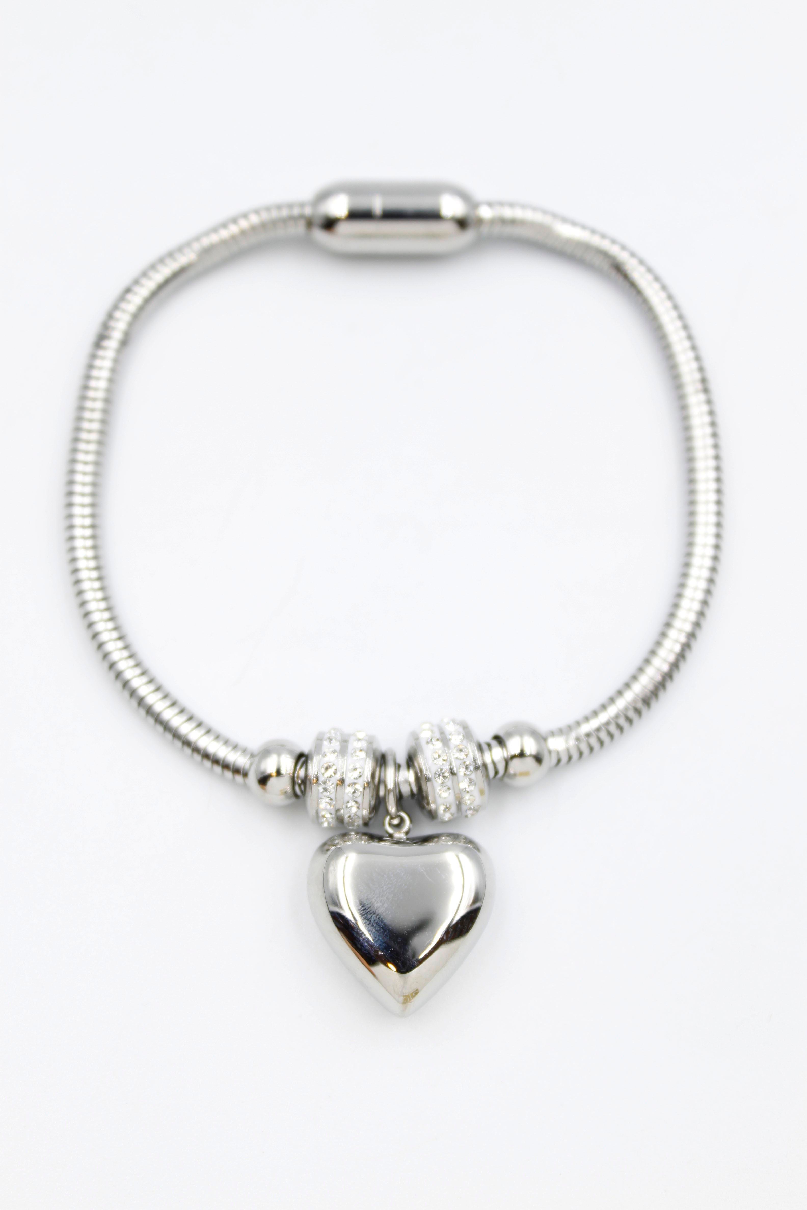 Kalp Charm Bileklik - Gümüş