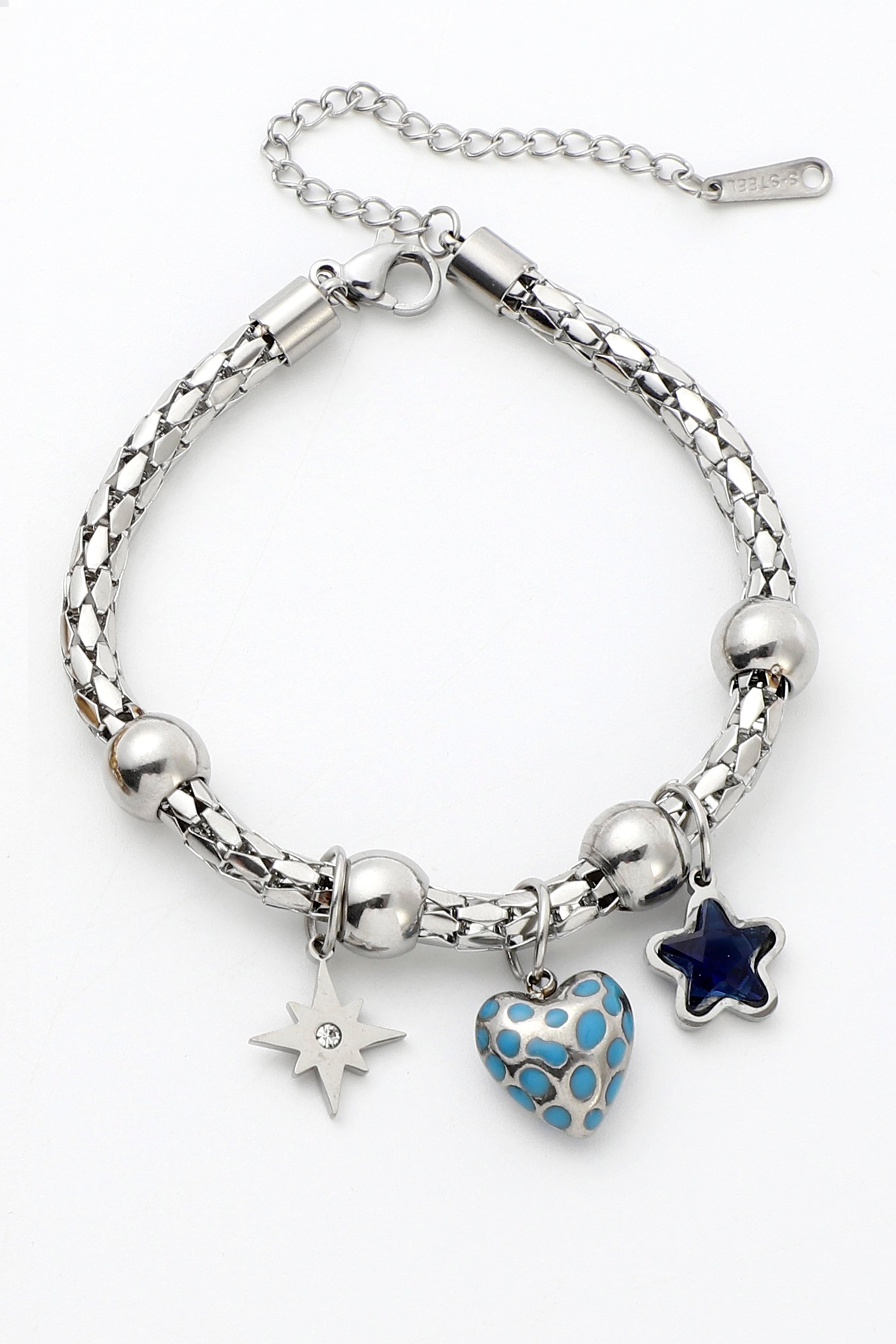 Kalp Charm Bileklik - Gümüş