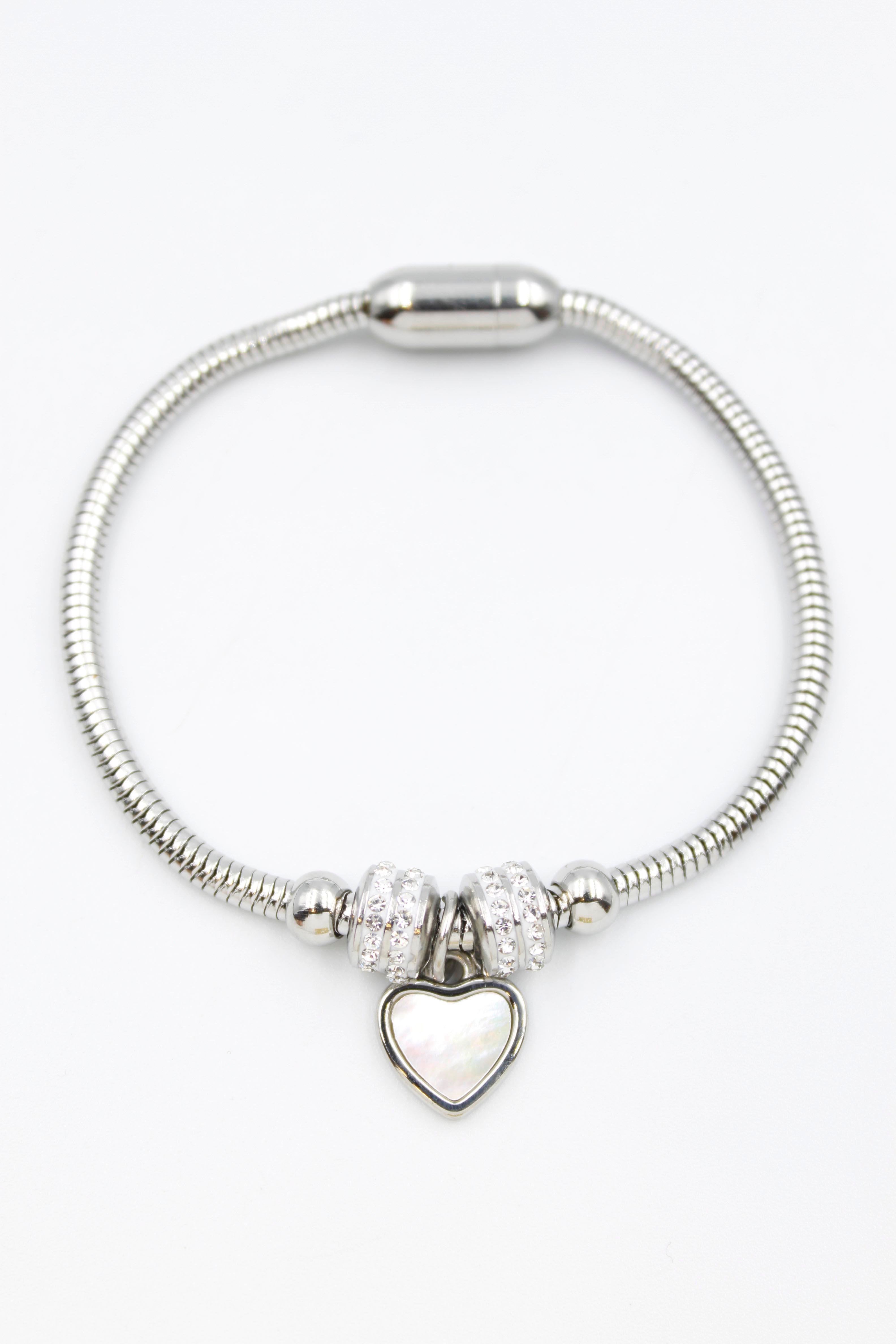 Kalp Charm Bileklik - Gümüş