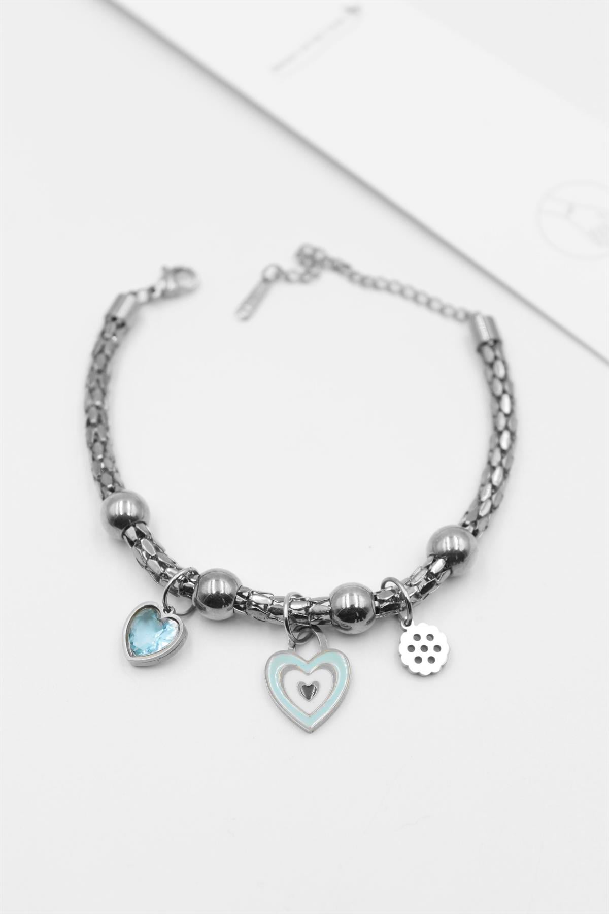 Kalp Charm Bileklik - Gümüş