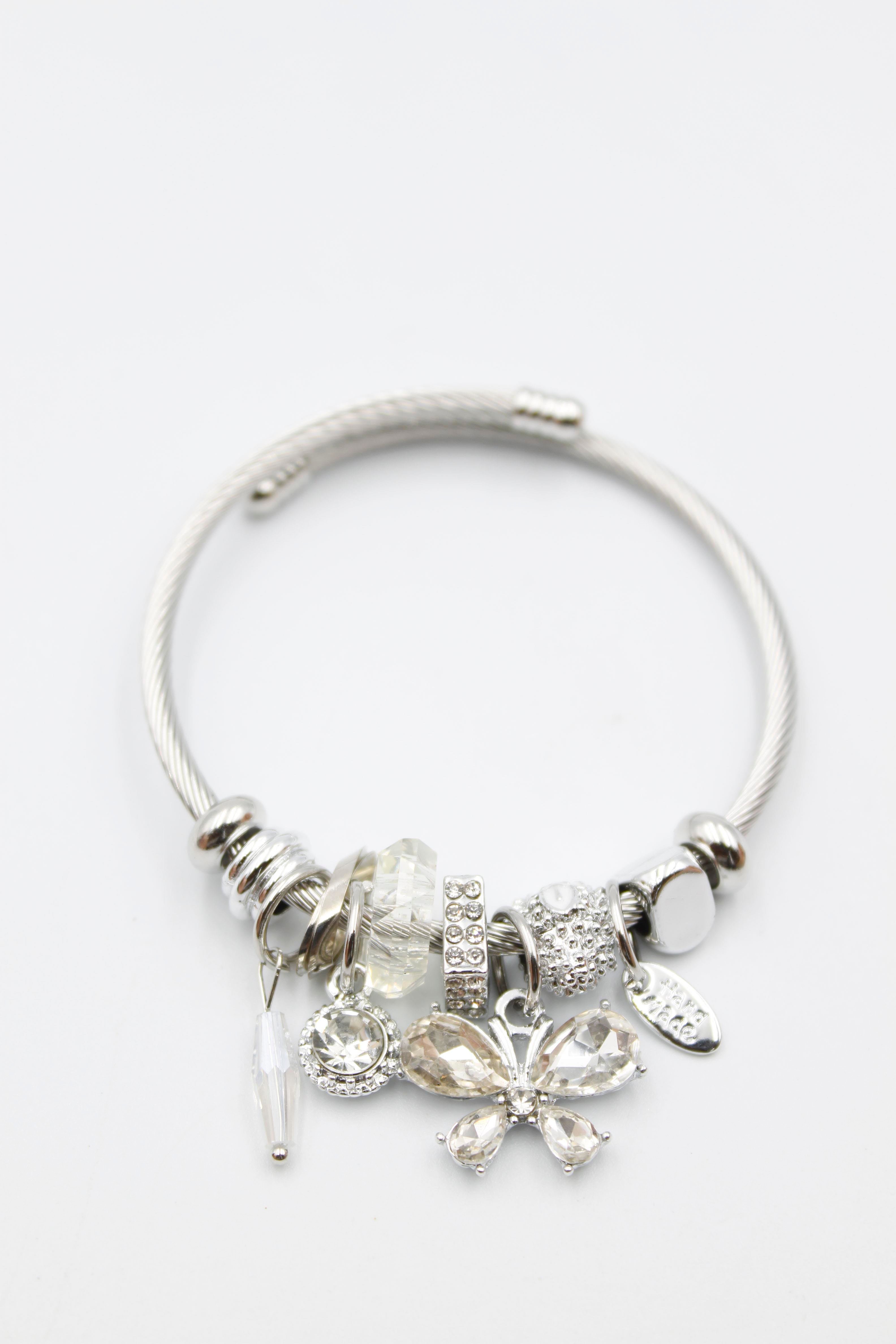 Kelebek Charm Bilezik - Beyaz