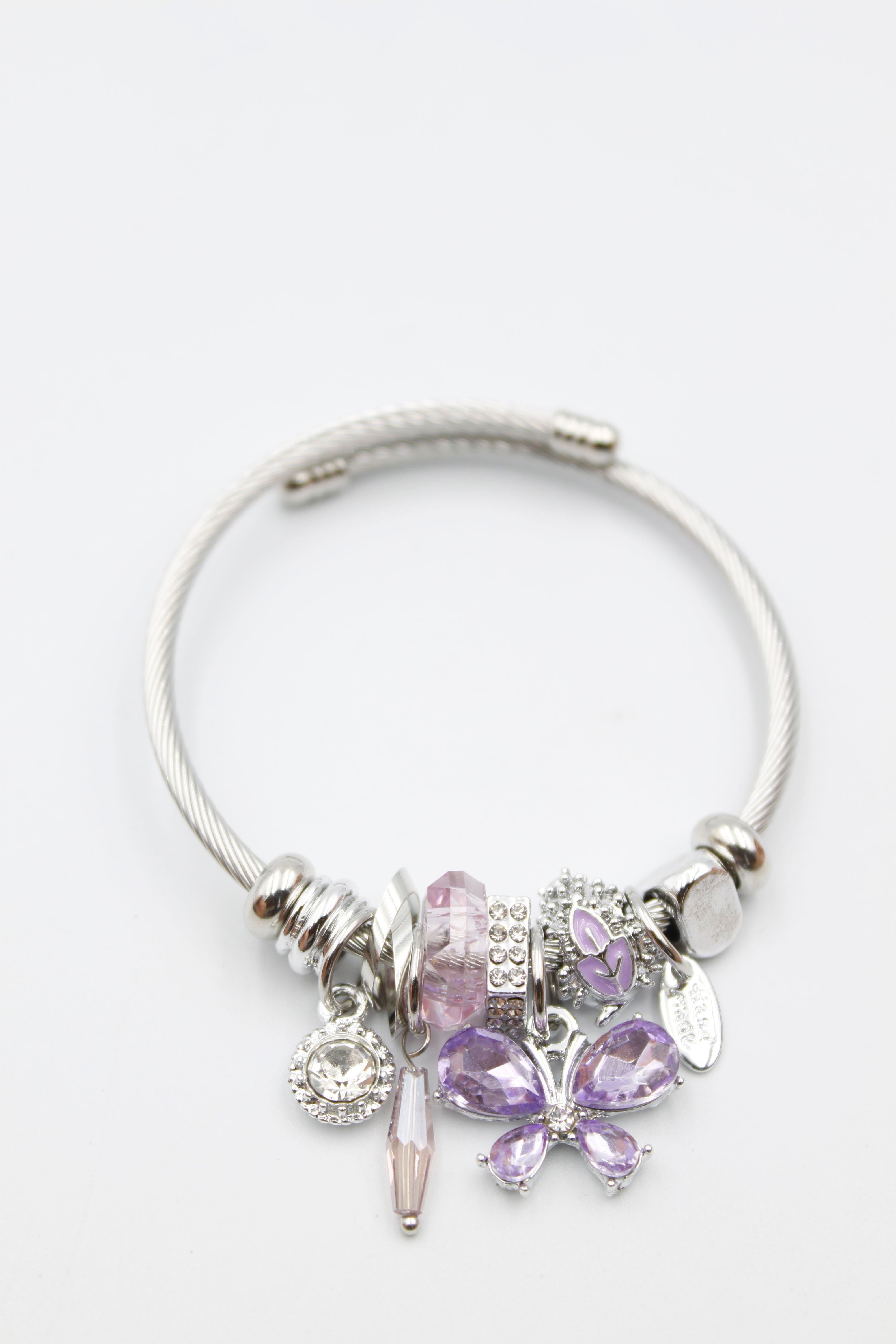 Kelebek Charm Bilezik - Mor